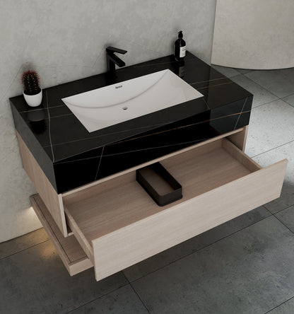 32" & 40" Sintered Stone Top with Hotel - Style Floating Bathroom Vanity - VanityBlack Marquina Gold Veins NeoNova Decor