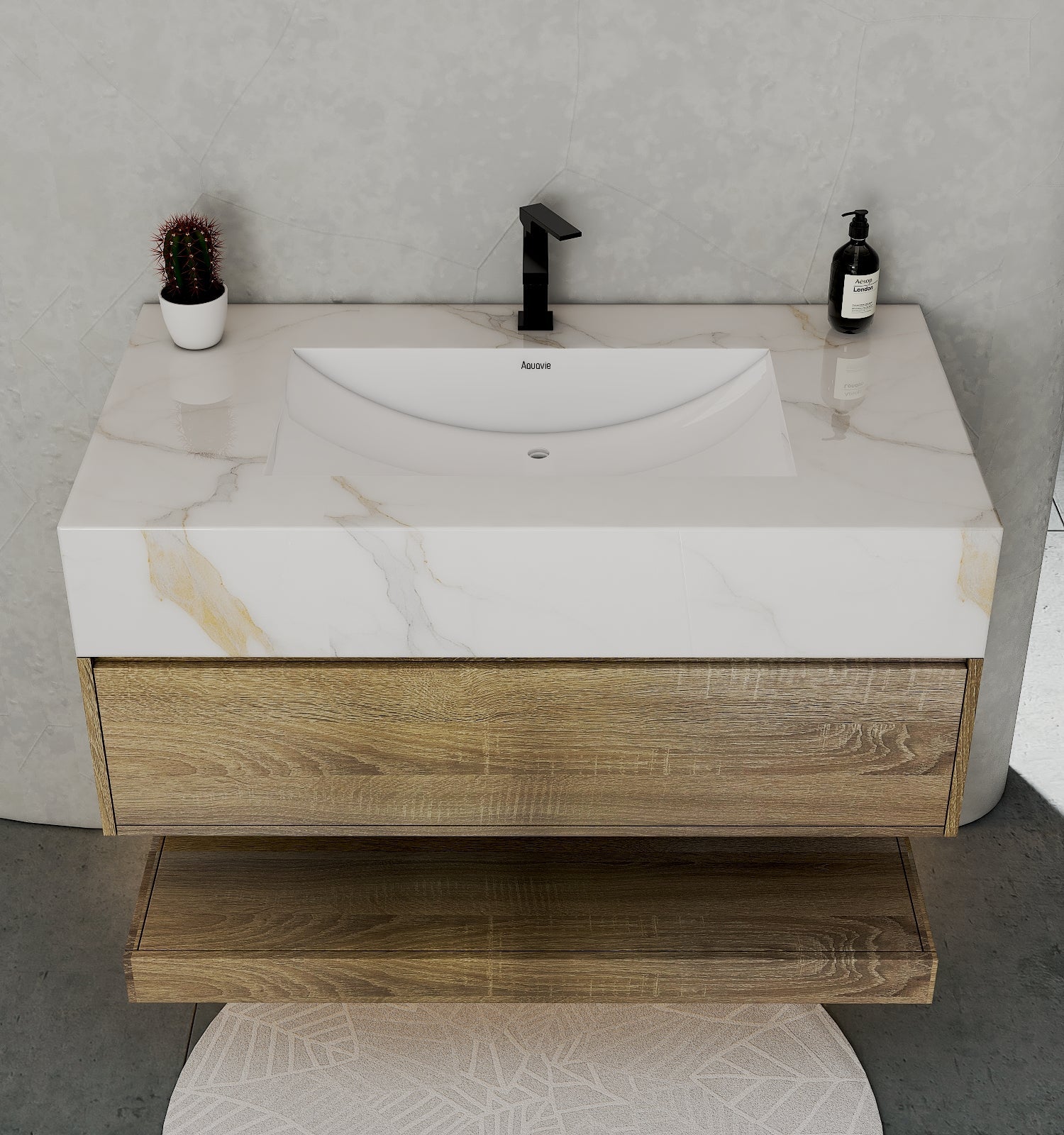 32" & 40" Sintered Stone Top with Hotel - Style Floating Bathroom Vanity - VanityCalacatta Gold NeoNova Decor