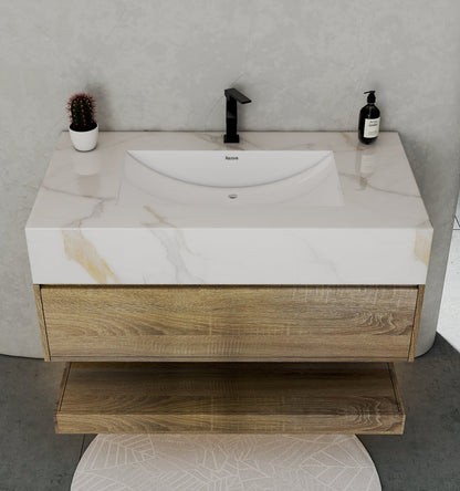 32" & 40" Sintered Stone Top with Hotel - Style Floating Bathroom Vanity - VanityCalacatta Gold NeoNova Decor