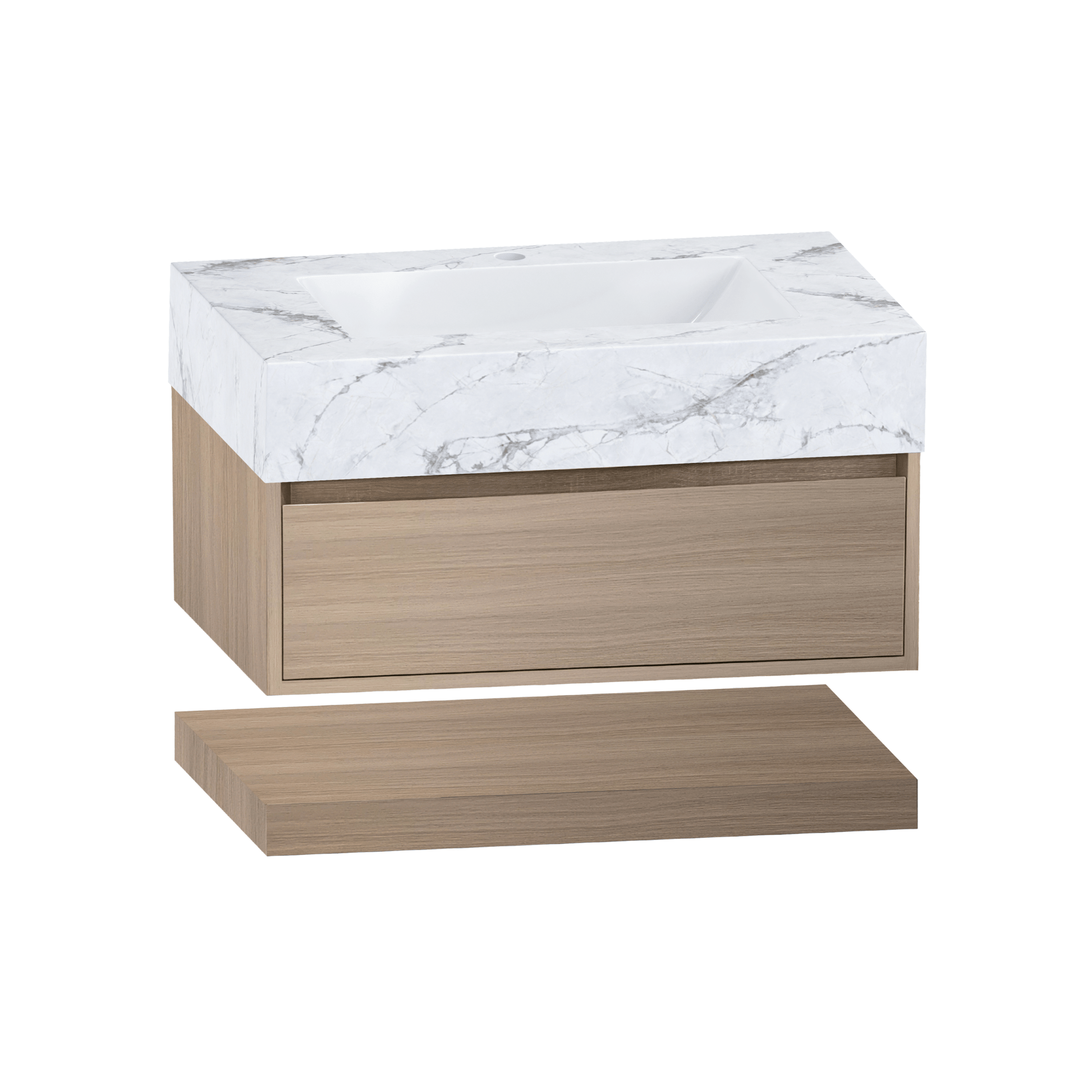 32" & 40" Sintered Stone Top with Hotel - Style Floating Bathroom Vanity - VanityIce Grey NeoNova Decor