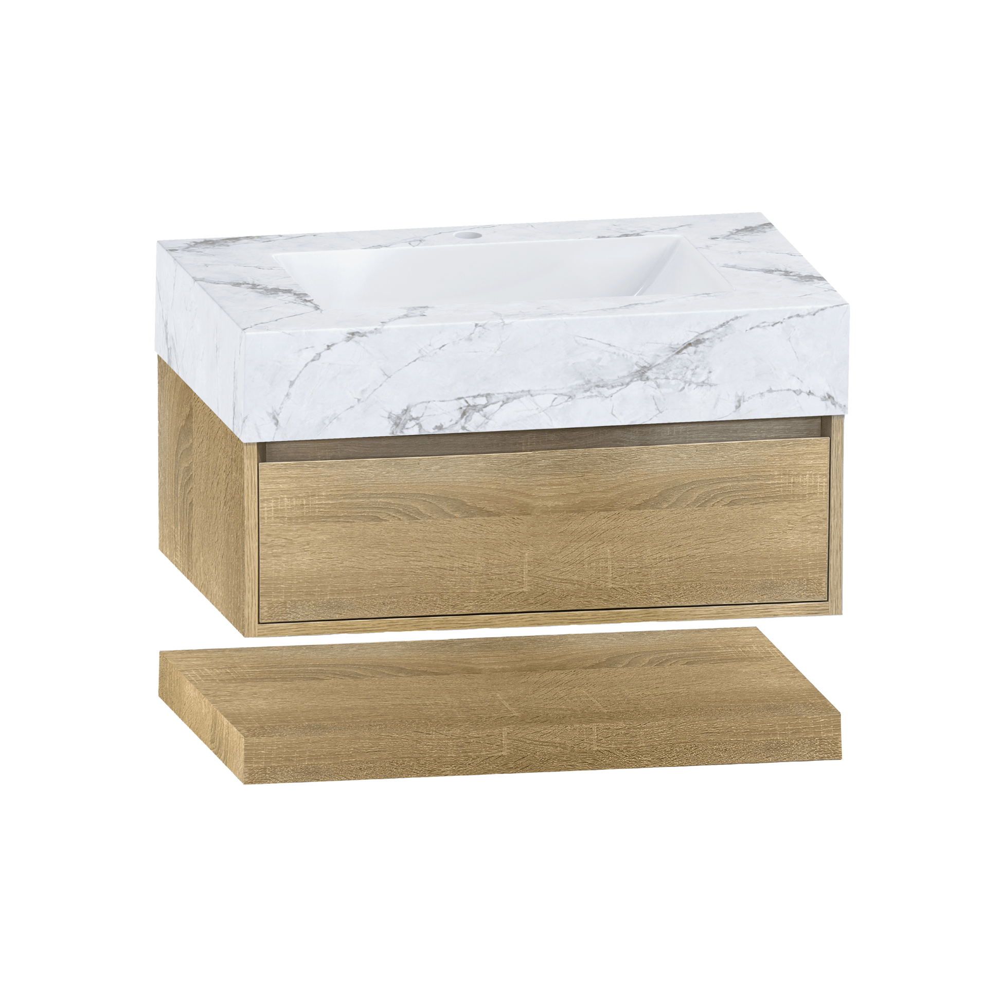 32" & 40" Sintered Stone Top with Hotel - Style Floating Bathroom Vanity - VanityIce Grey NeoNova Decor