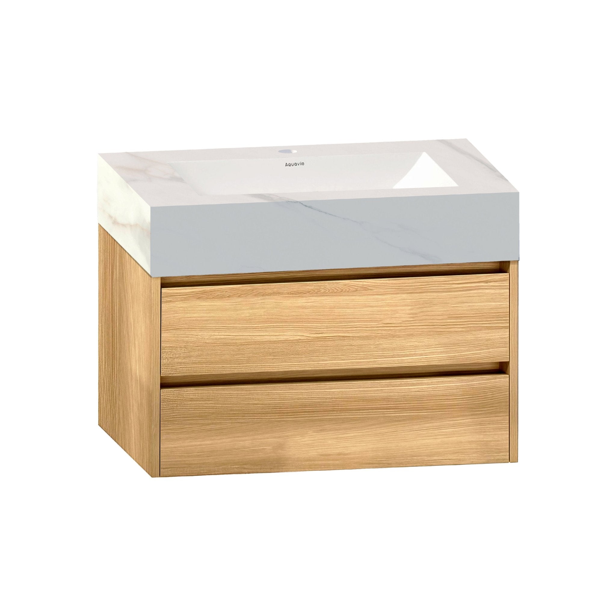 32'' & 40" Stone Top with Elegant Floating Double Drawer Bathroom Vanity A2.1 - VanityHHT NeoNova Decor