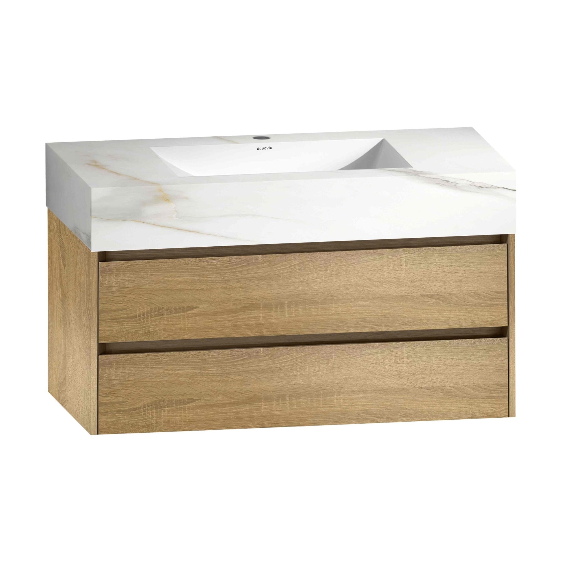 32'' & 40" Stone Top with Elegant Floating Double Drawer Bathroom Vanity A2.1 - VanityXTX NeoNova Decor