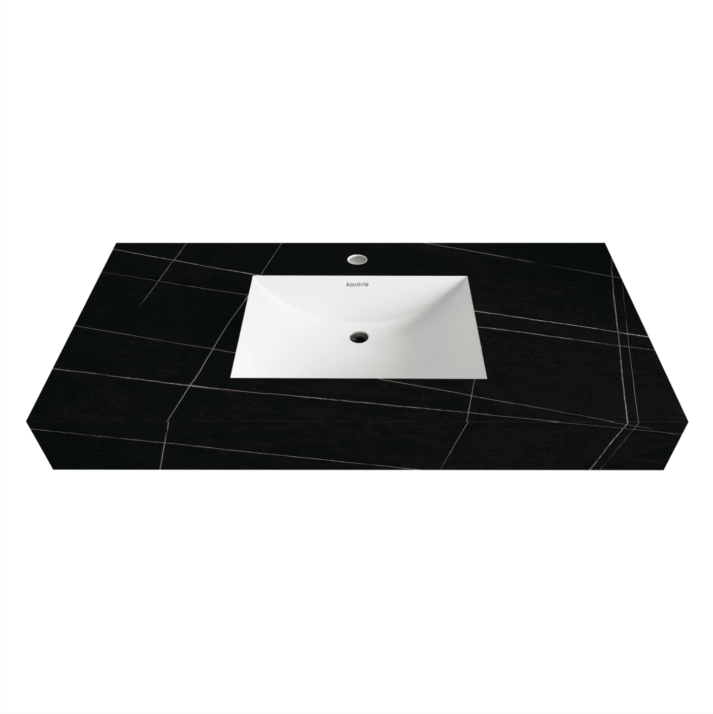 32" - 71" Seamless Sintered Stone Vanity Top with Integrated Basin - VanityBlack Marquina Gold Veins