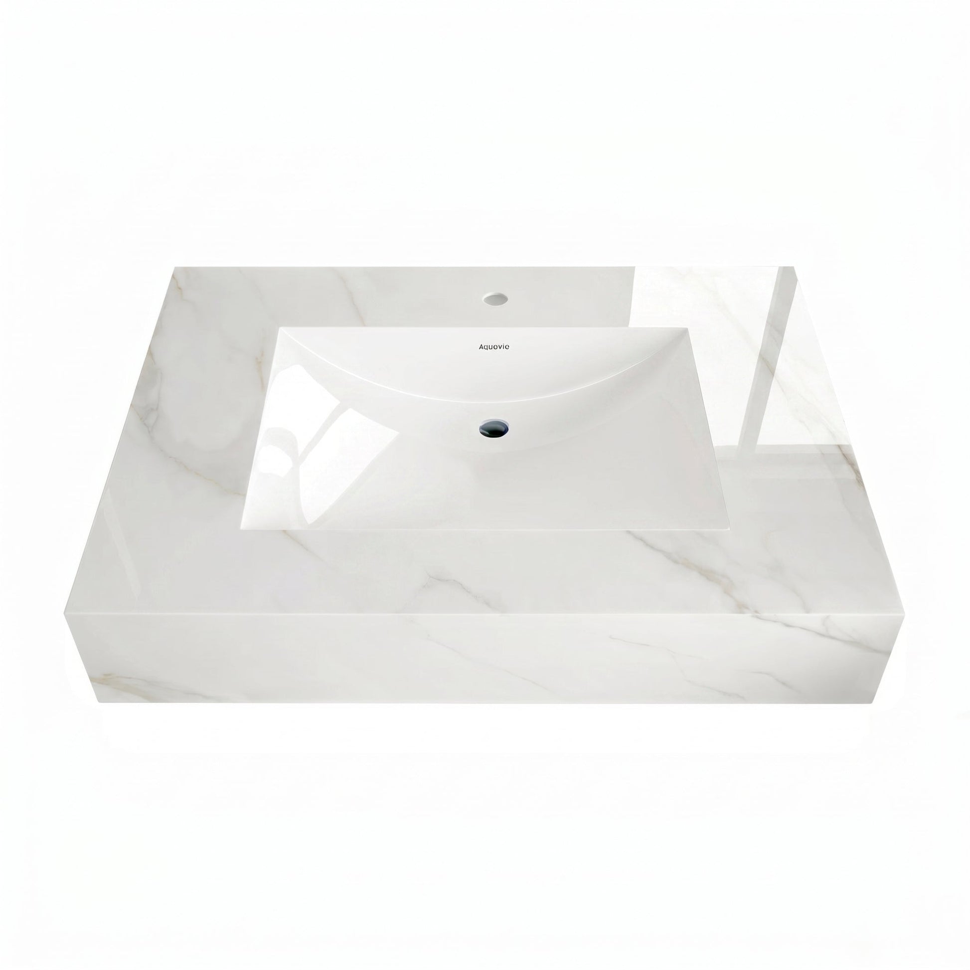 32" - 71" Seamless Sintered Stone Vanity Top with Integrated Basin - VanityCalacatta Gold
