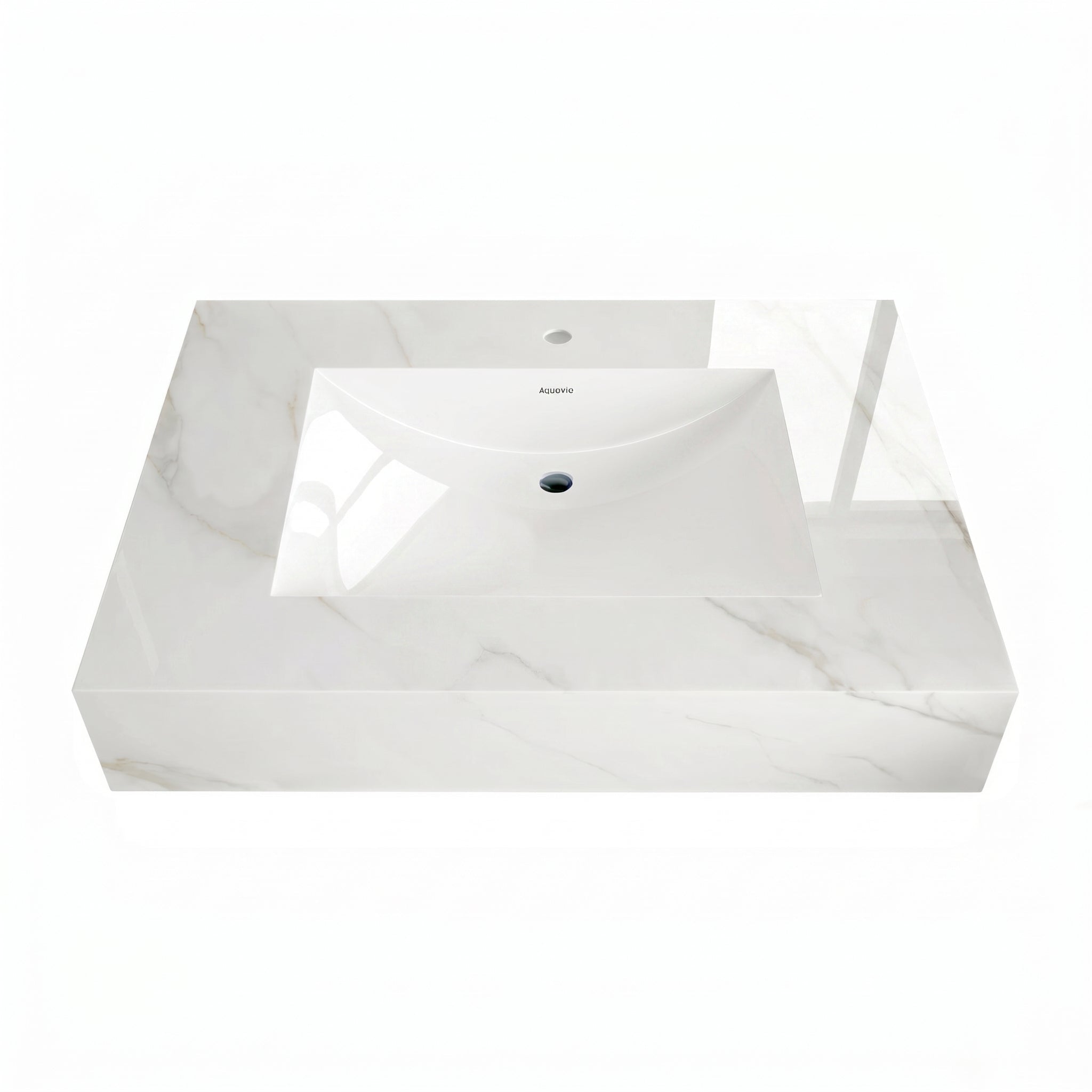 32" - 71" Seamless Sintered Stone Vanity Top with Integrated Basin - VanityCalacatta Gold
