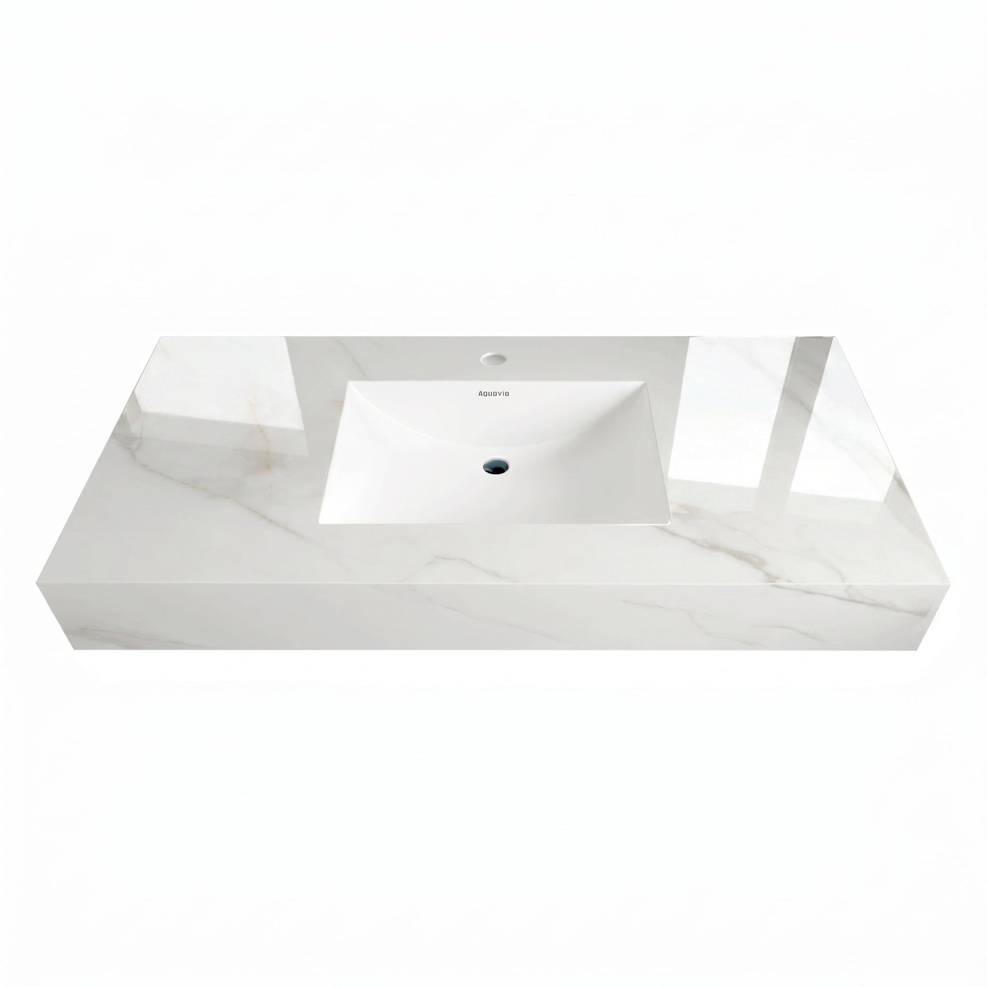 32" - 71" Seamless Sintered Stone Vanity Top with Integrated Basin - VanityCalacatta Gold