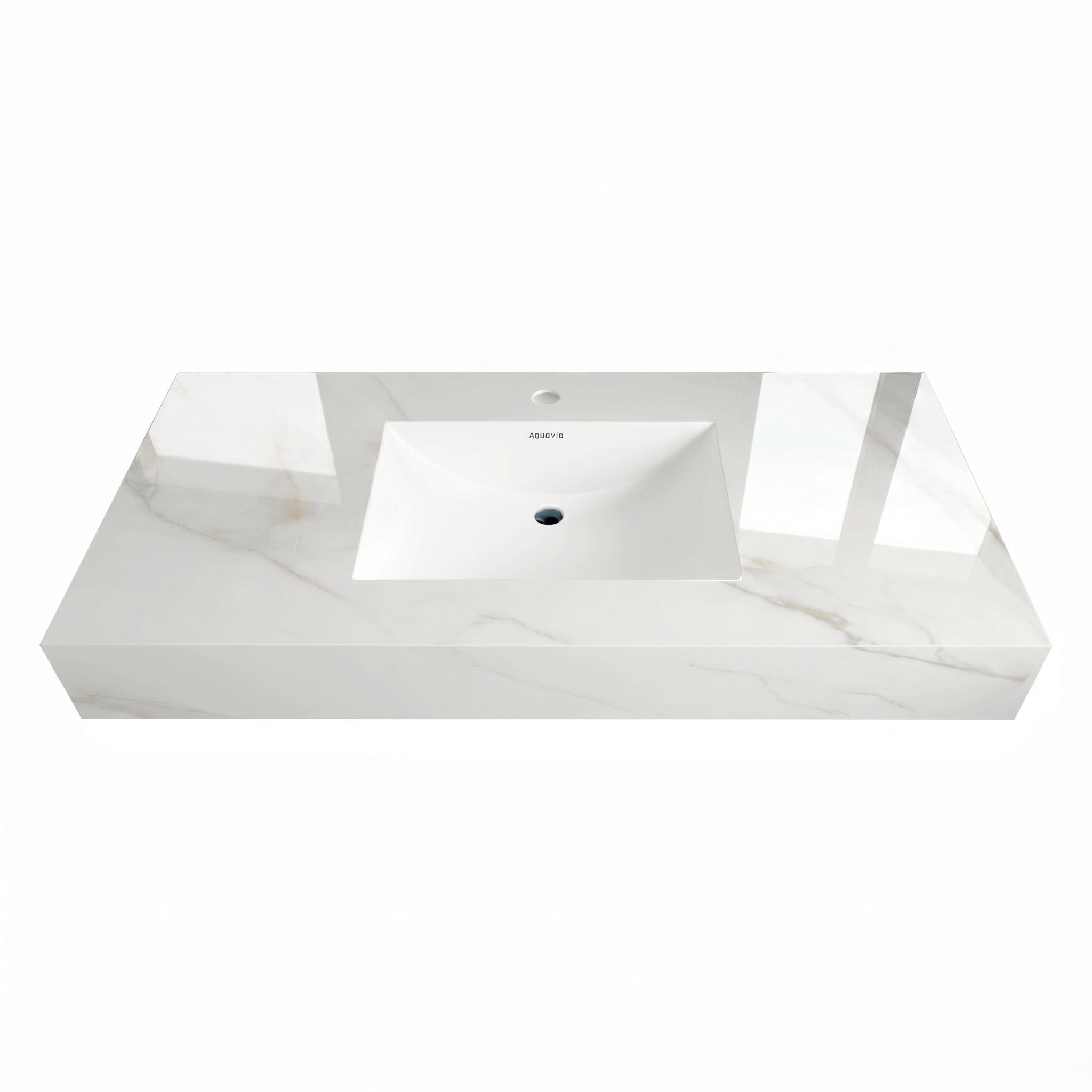 32" - 71" Seamless Sintered Stone Vanity Top with Integrated Basin - VanityCalacatta Gold