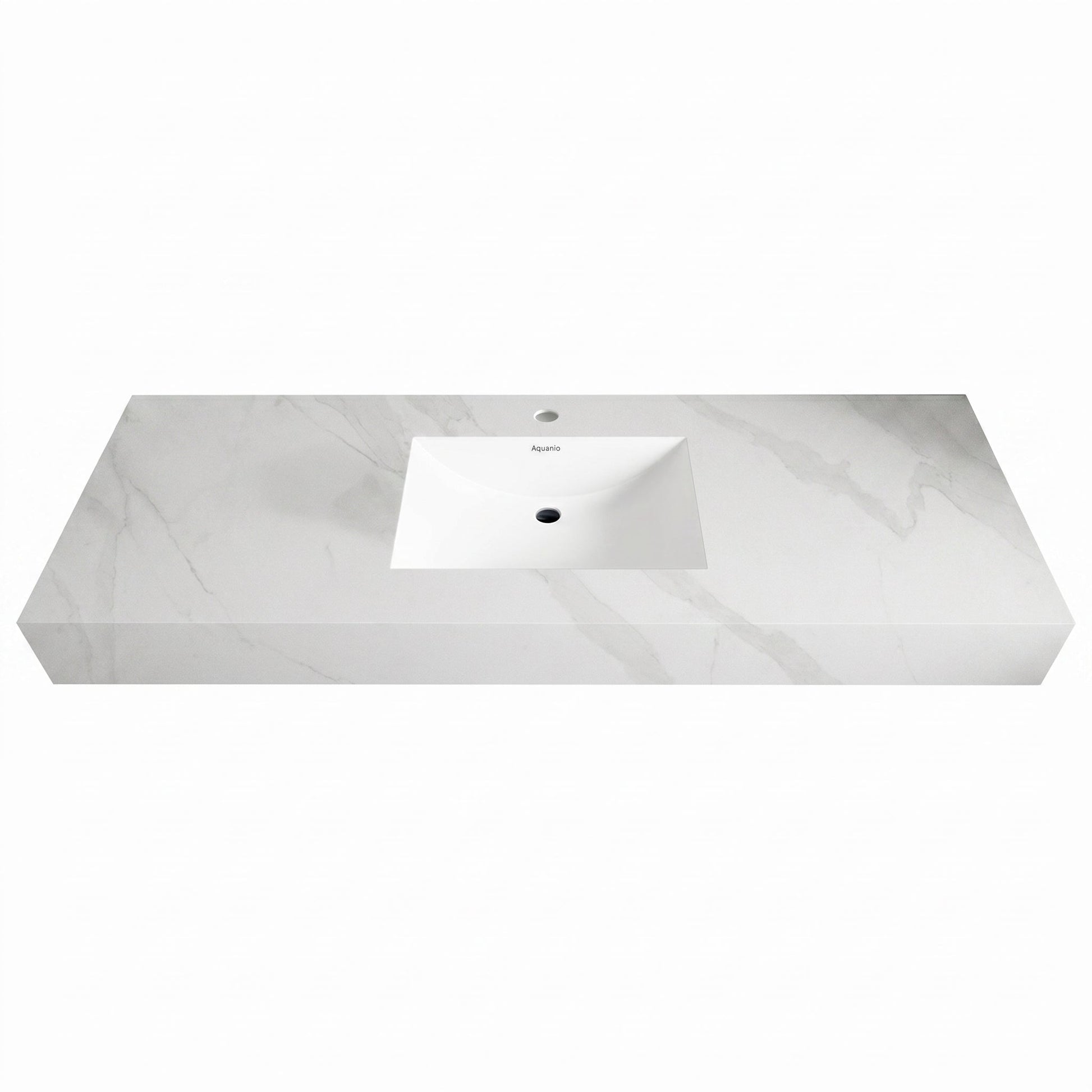 32" - 71" Seamless Sintered Stone Vanity Top with Integrated Basin - VanityWhite Carrara