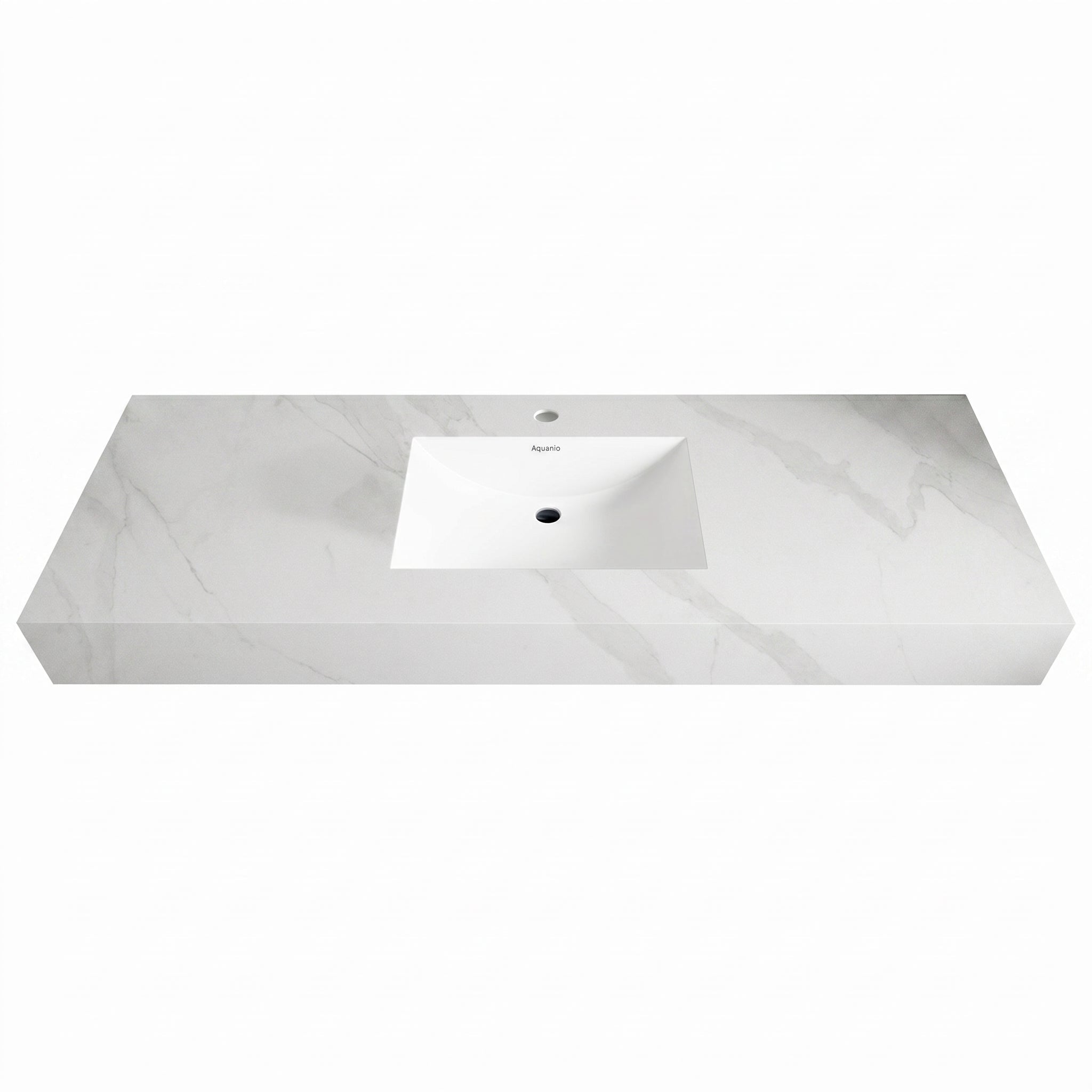 32" - 71" Seamless Sintered Stone Vanity Top with Integrated Basin - VanityWhite Carrara