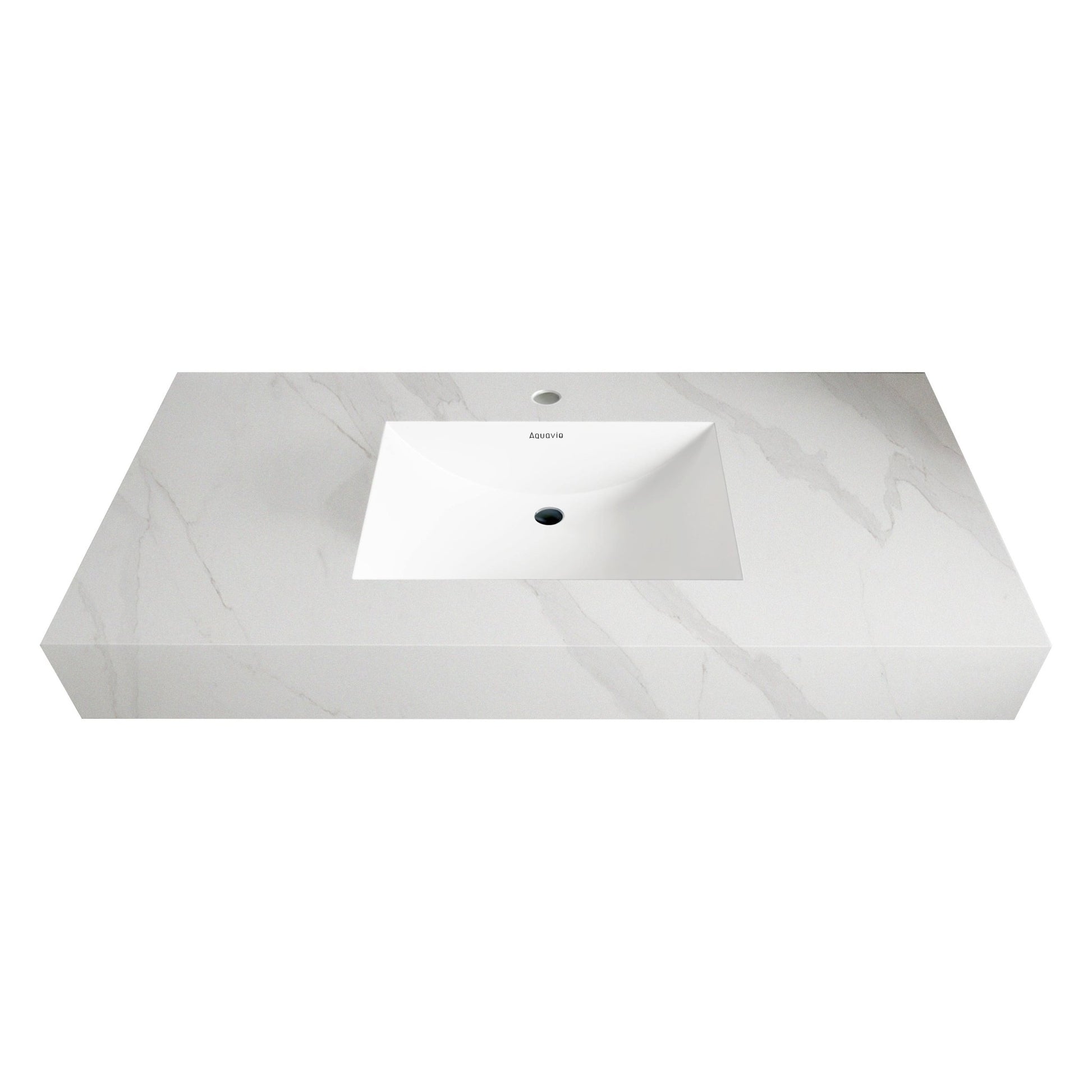 32" - 71" Seamless Sintered Stone Vanity Top with Integrated Basin - VanityWhite Carrara