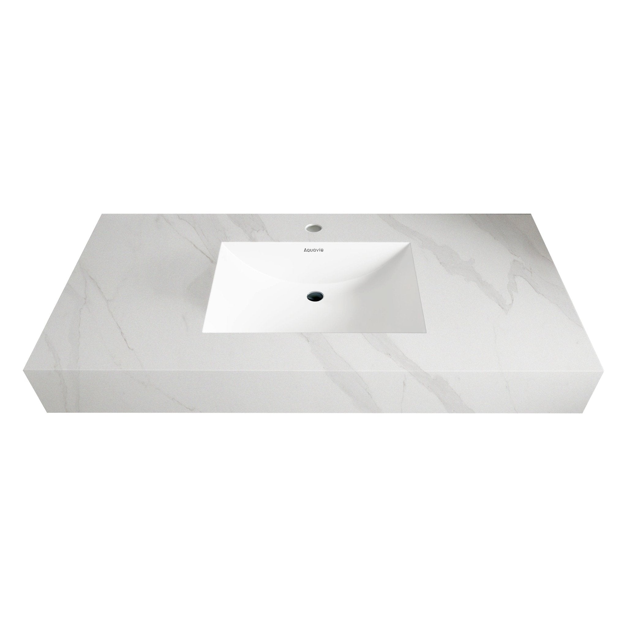 32" - 71" Seamless Sintered Stone Vanity Top with Integrated Basin - VanityWhite Carrara