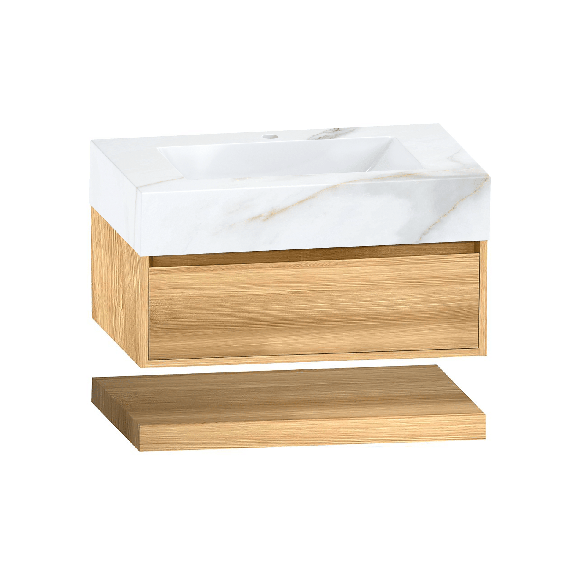 32" Sintered Stone Top with Hotel - Style Floating Bathroom Vanity - VanityCalacatta Gold