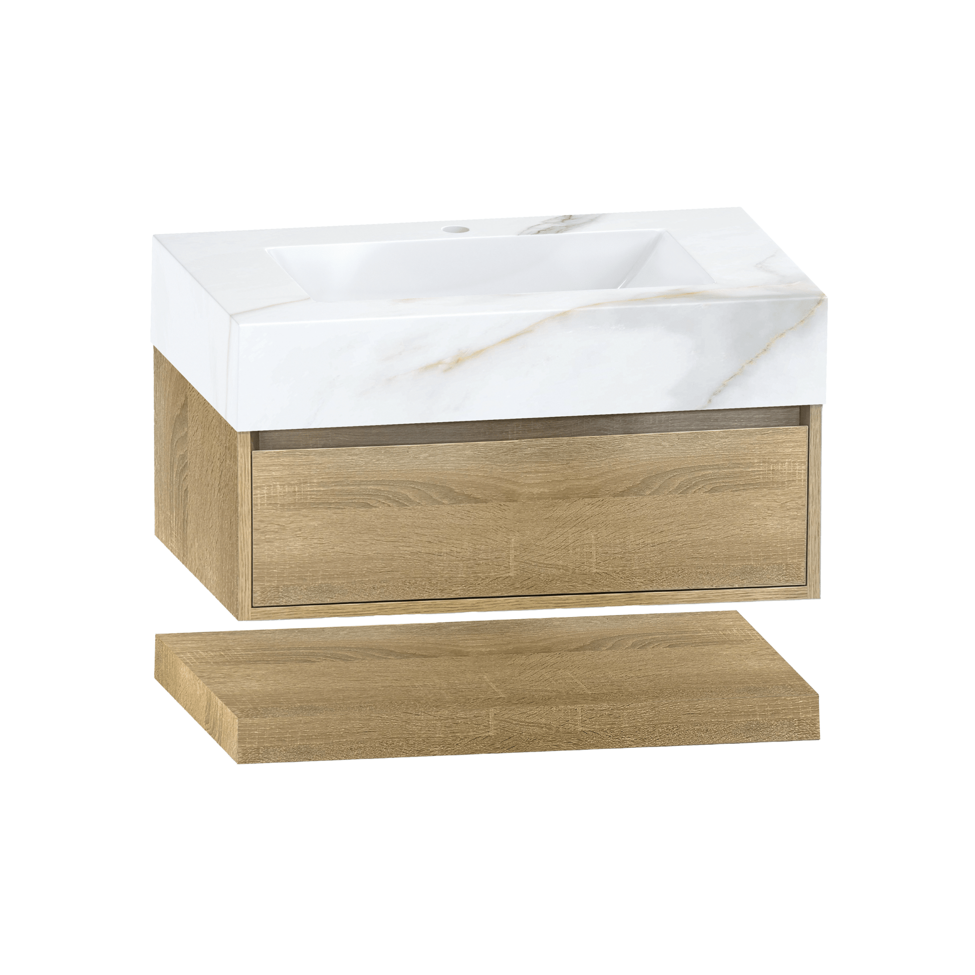 32" Sintered Stone Top with Hotel - Style Floating Bathroom Vanity - VanityCalacatta Gold