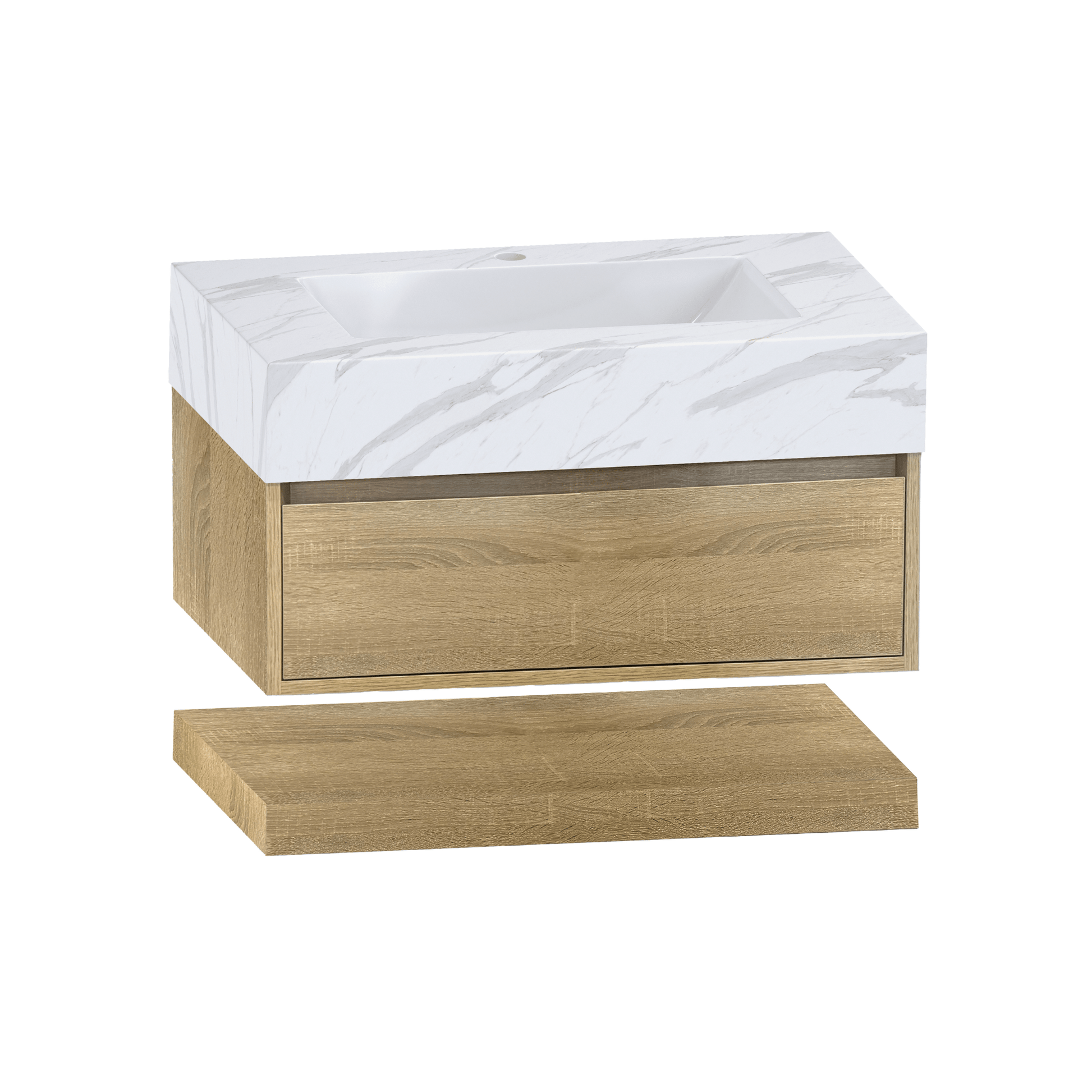 32" Sintered Stone Top with Hotel - Style Floating Bathroom Vanity - VanityIce Grey