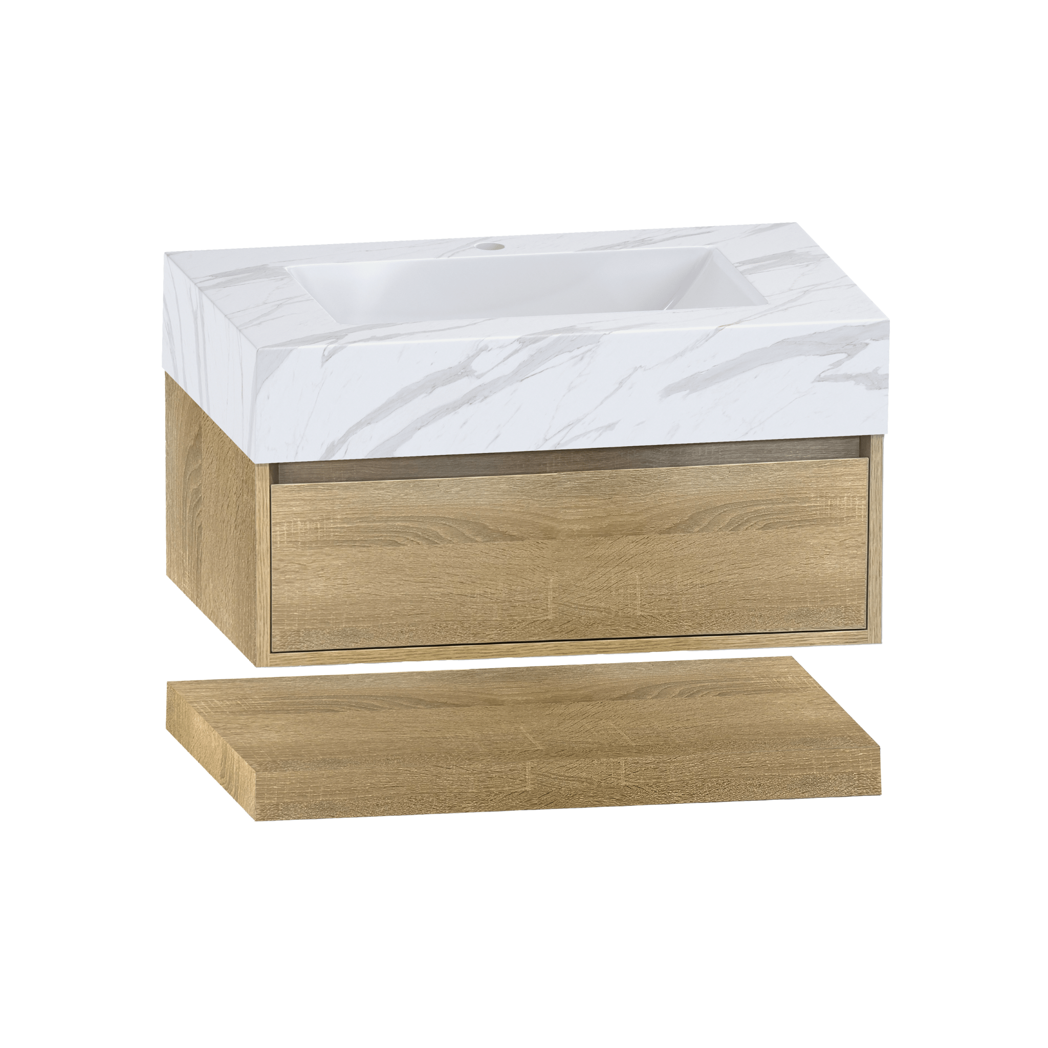 32" Sintered Stone Top with Hotel - Style Floating Bathroom Vanity - VanityIce Grey