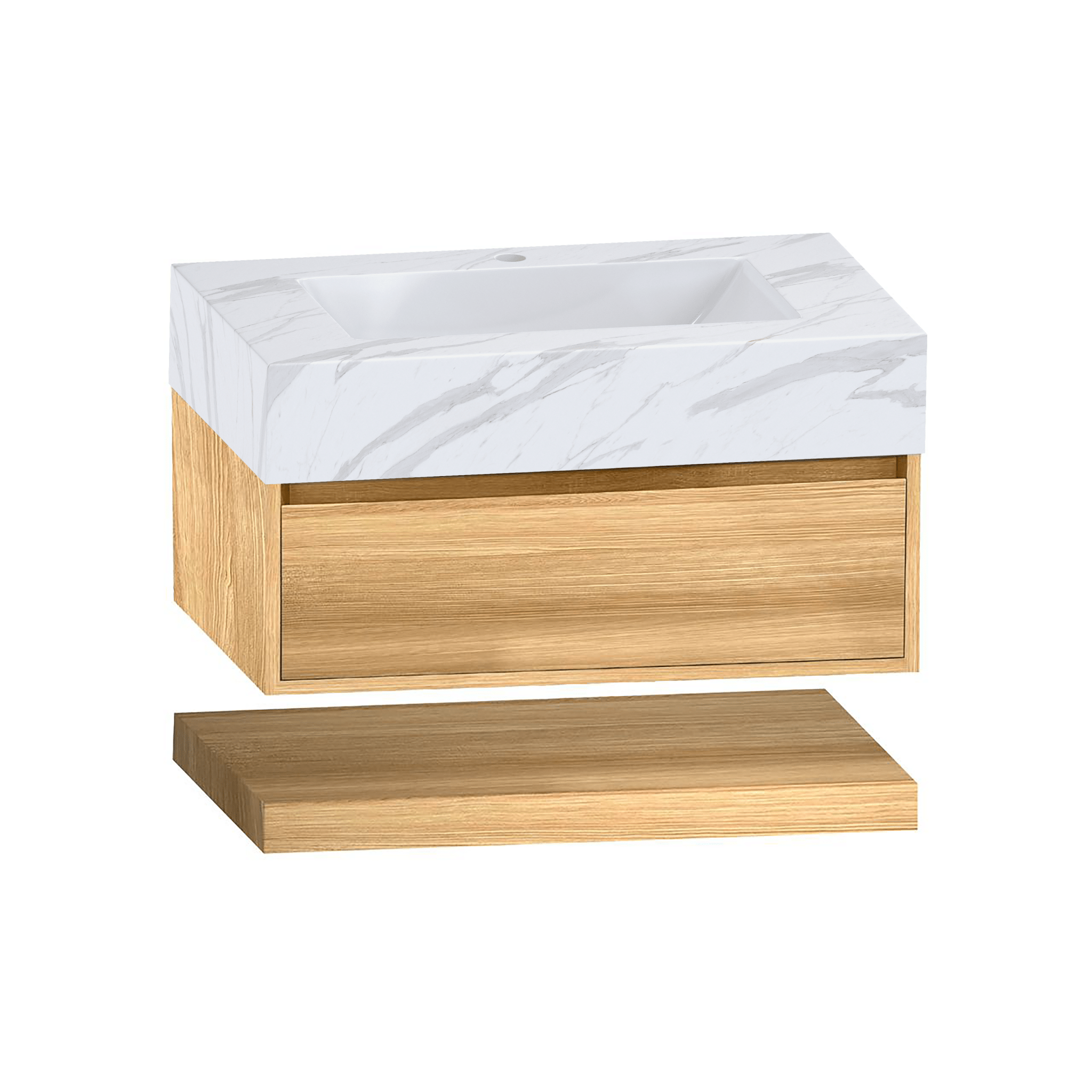 32" Sintered Stone Top with Hotel - Style Floating Bathroom Vanity - VanityIce Grey