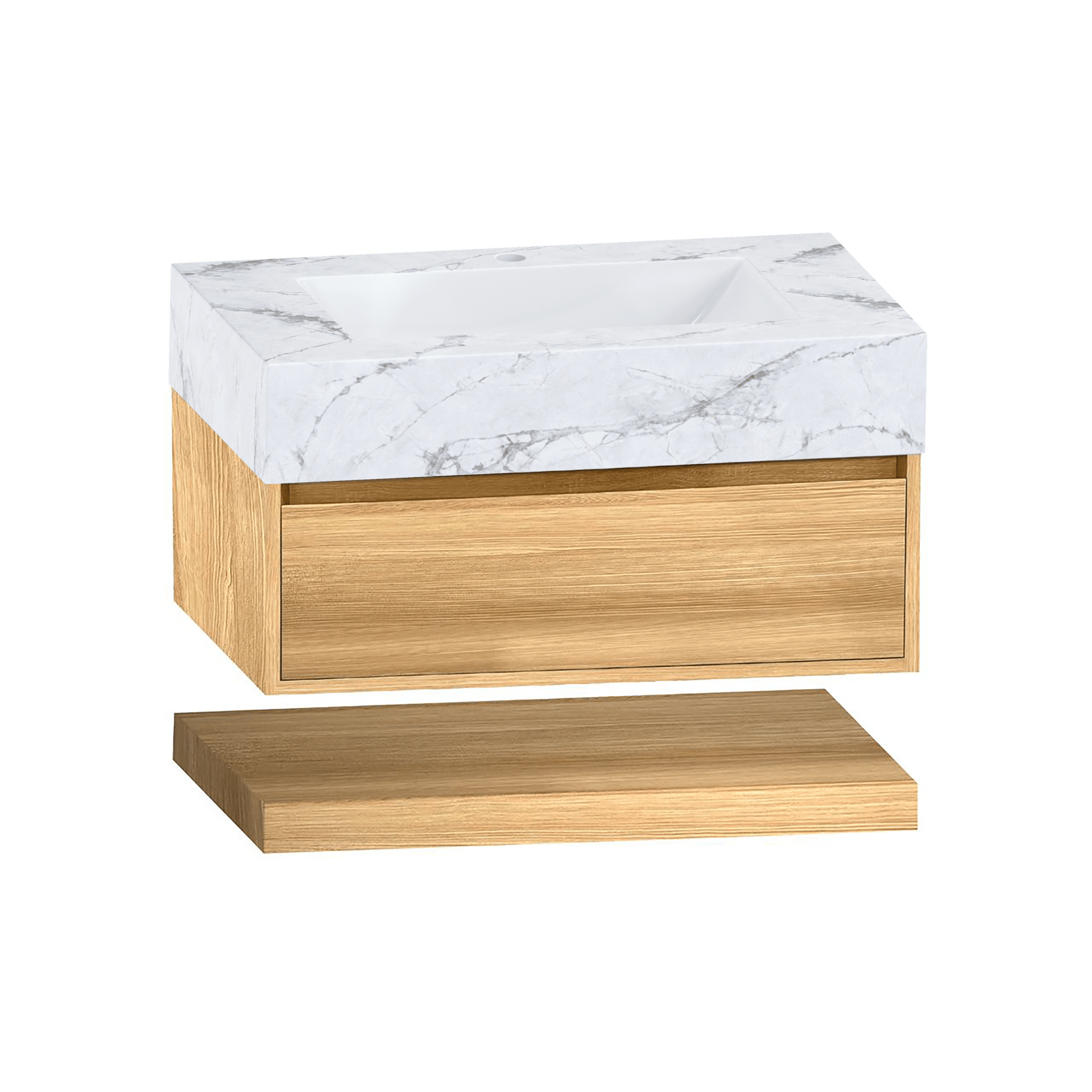 32" Sintered Stone Top with Hotel - Style Floating Bathroom Vanity - VanityIce Grey
