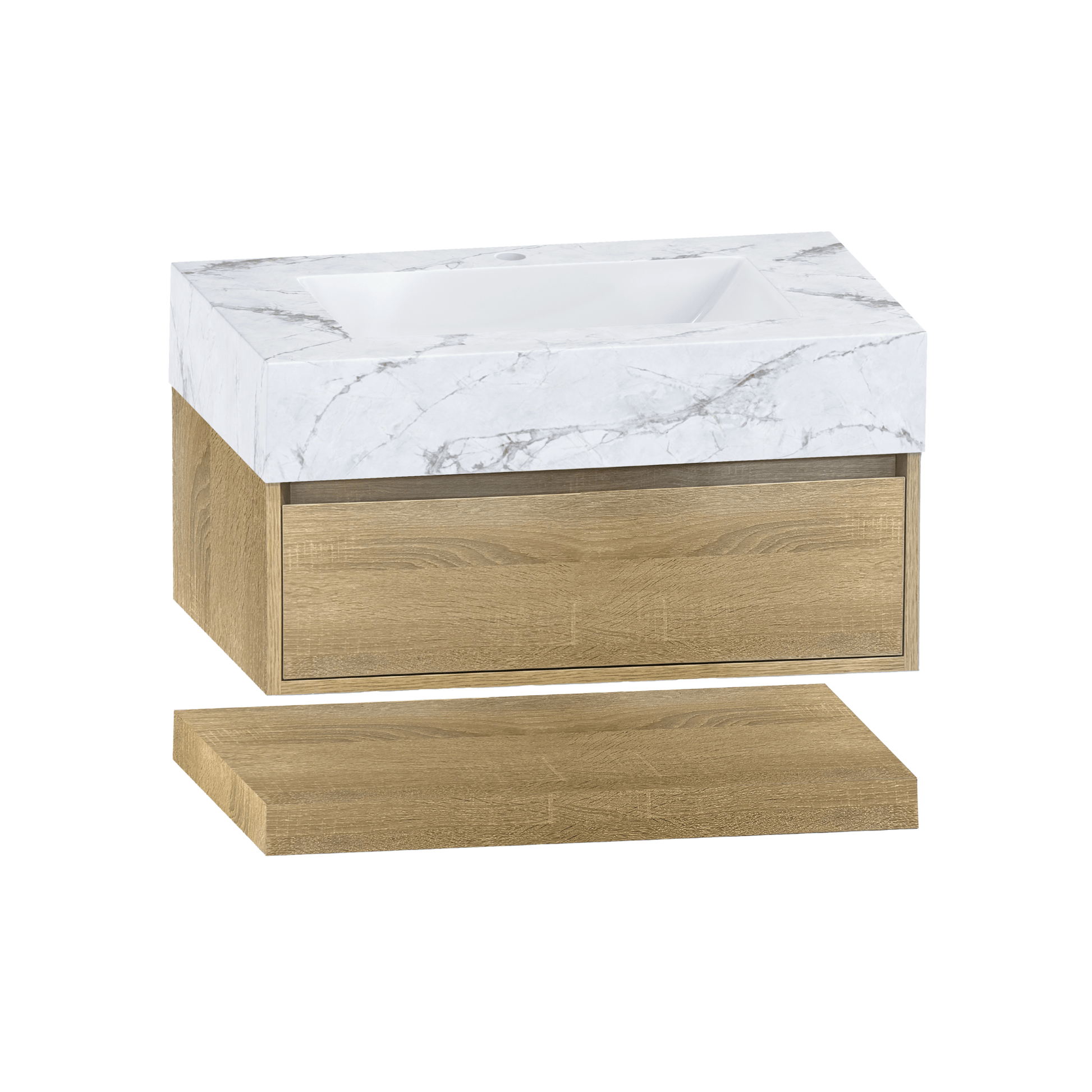 32" Sintered Stone Top with Hotel - Style Floating Bathroom Vanity - VanityIce Grey