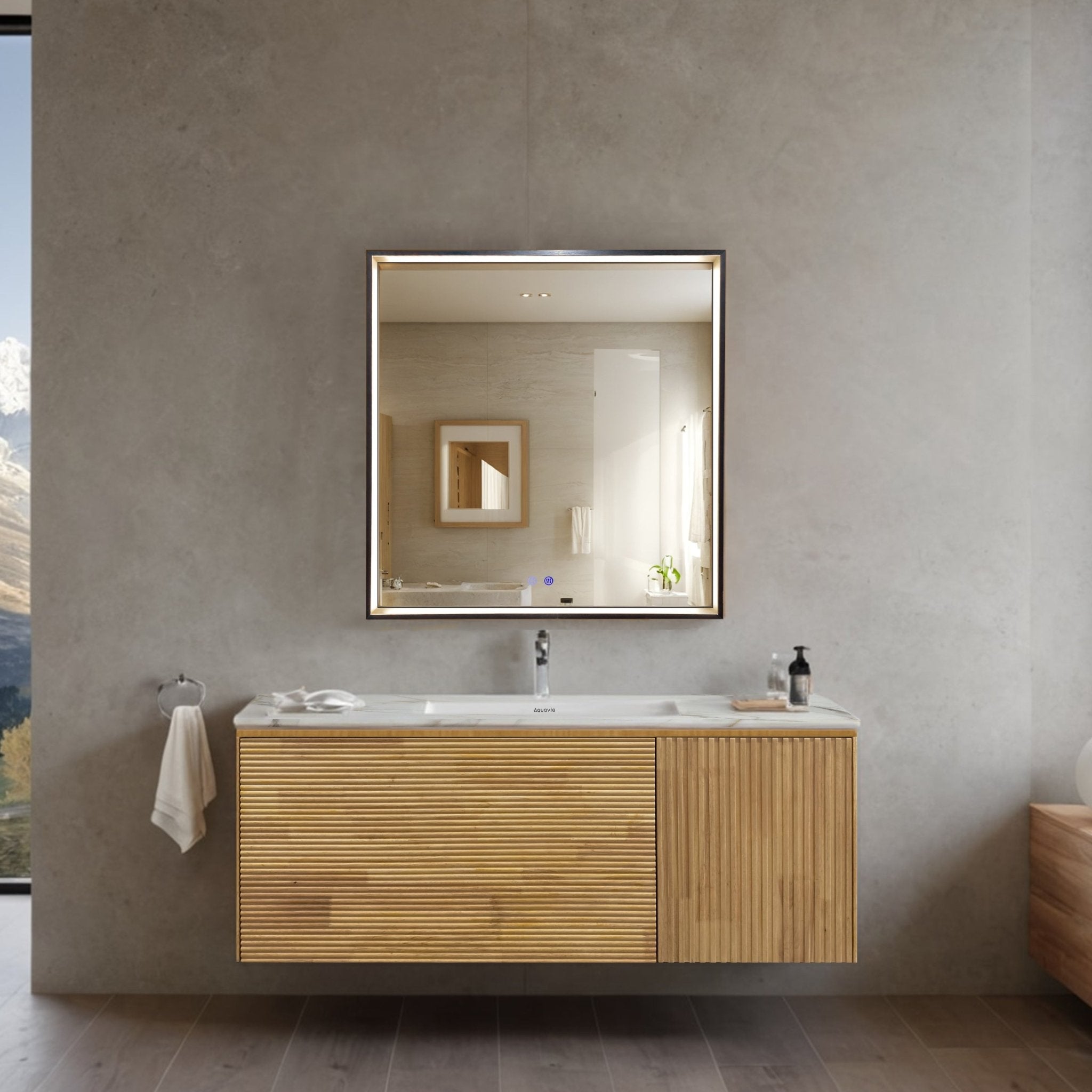 32" x 32" LED Bathroom Aluminum Frame Mirror | Anti - Fog | Dimmable - LED MIrror NeoNova Decor