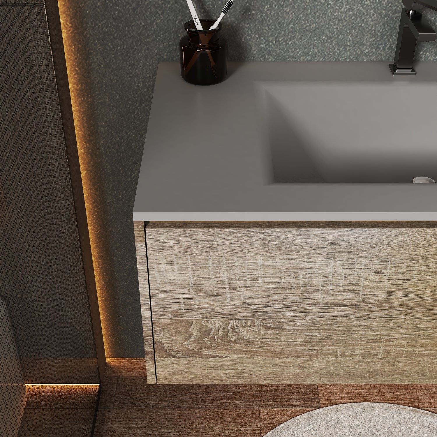 32''/36''/40'' Thermoformed Stone Top with Single Floating Bathroom Vanity - VanityXTX NeoNova Decor