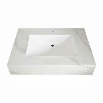 40''/32'' Stone Top with Gray Engineered Wood Floating Bathroom Vanity