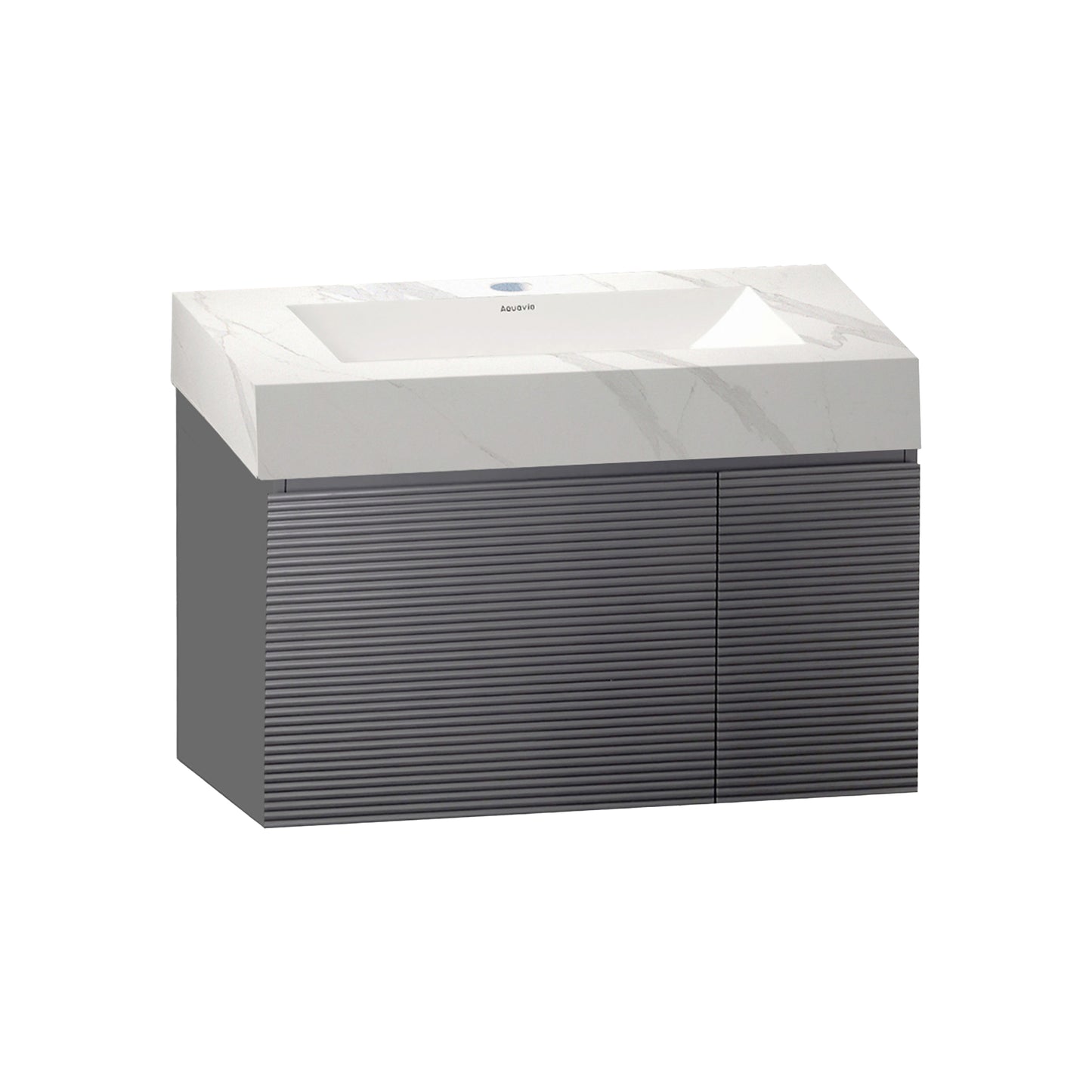 40''/32'' Stone Top with Gray Engineered Wood Floating Bathroom Vanity