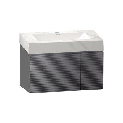 40''/32'' Stone Top with Gray Engineered Wood Floating Bathroom Vanity