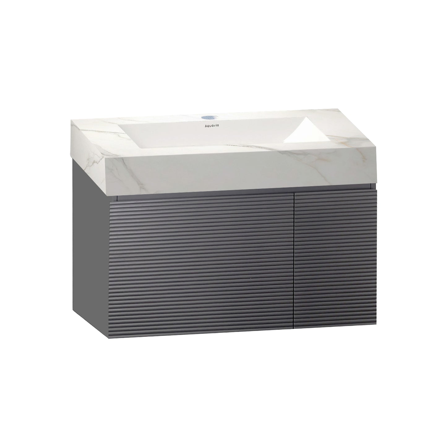 40''/32'' Stone Top with Gray Engineered Wood Floating Bathroom Vanity