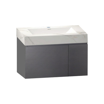 40''/32'' Stone Top with Gray Engineered Wood Floating Bathroom Vanity