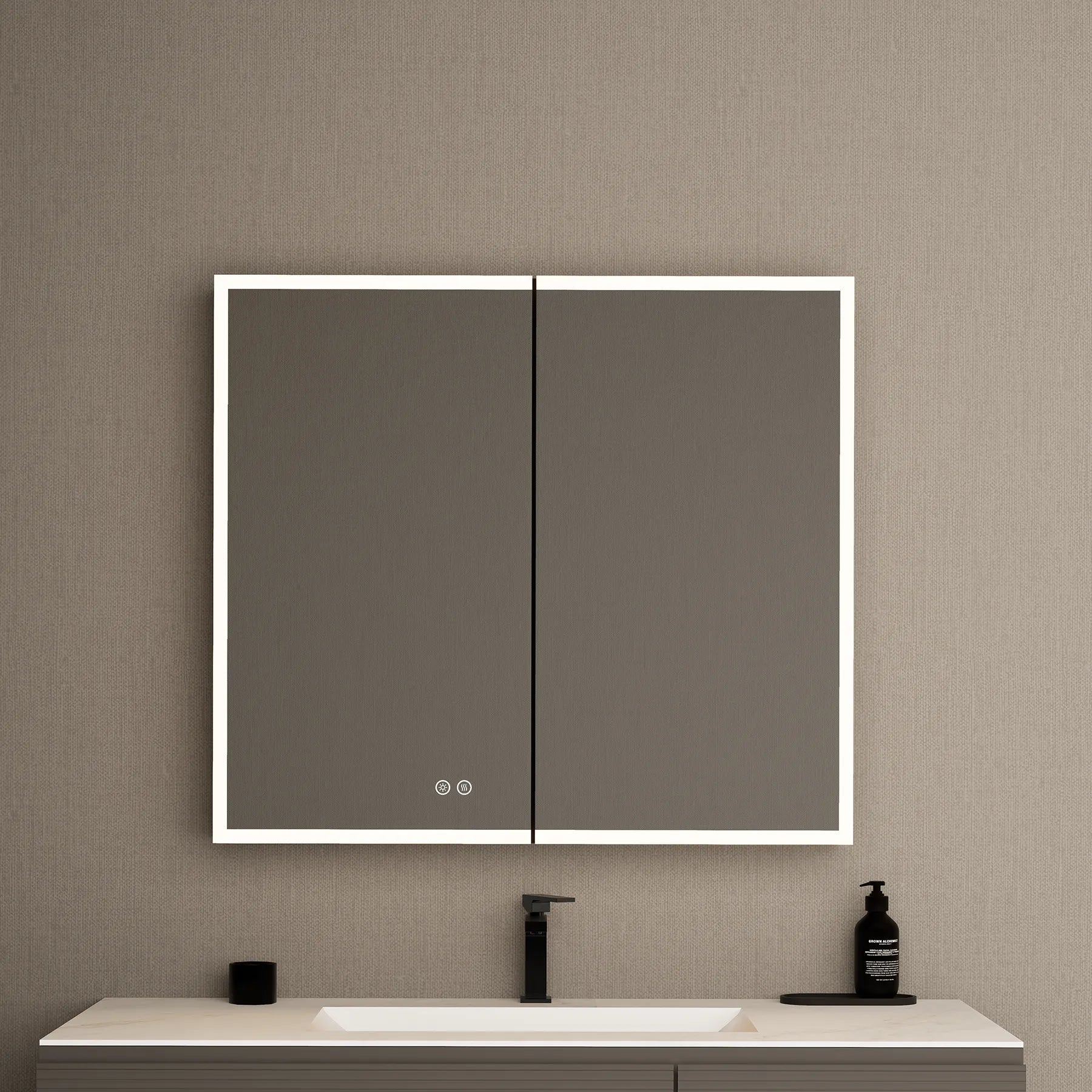 36"x32" Bathroom LED Mirror Cabinet – Dimmable Light, Anti - Fog, Recessed or Surface Mount - Medicine Cabinet36"x32"