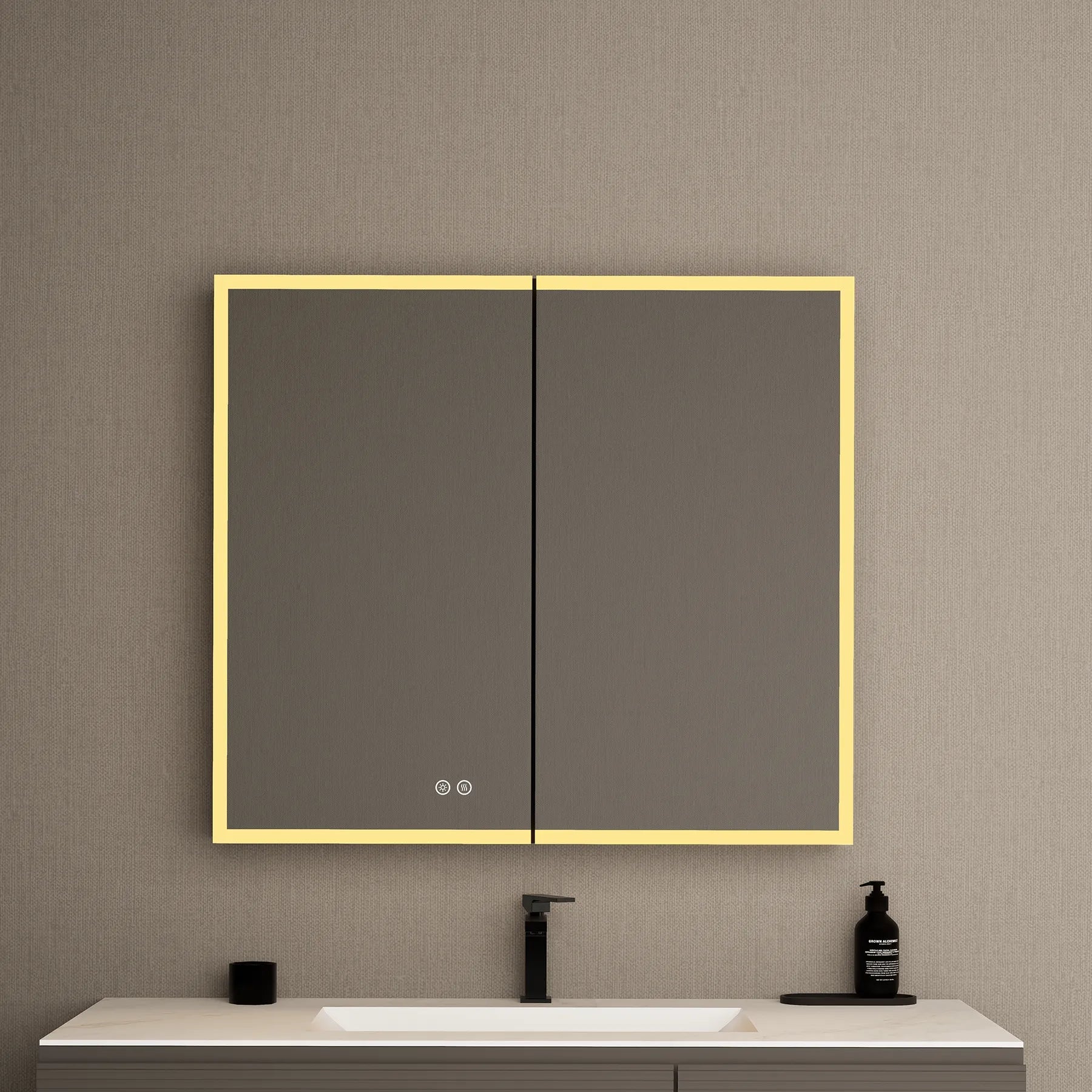 36"x32" Bathroom LED Mirror Cabinet – Dimmable Light, Anti - Fog, Recessed or Surface Mount - Medicine Cabinet36"x32"