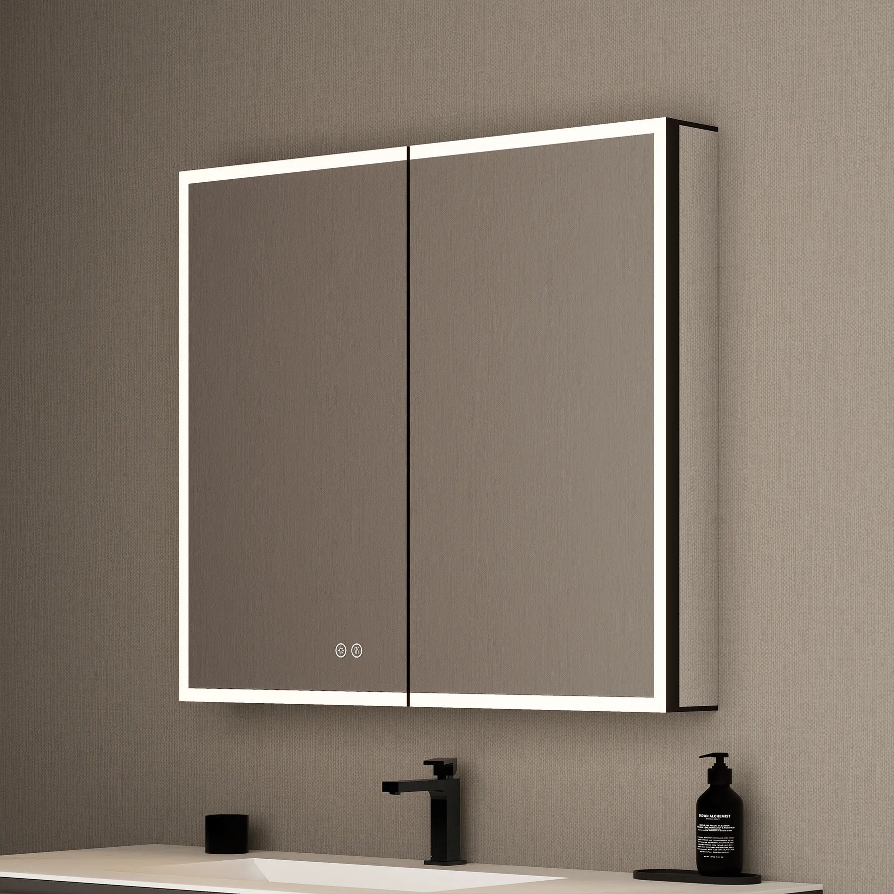 36"x32" Bathroom LED Mirror Cabinet – Dimmable Light, Anti - Fog, Recessed or Surface Mount - Medicine Cabinet36"x32"