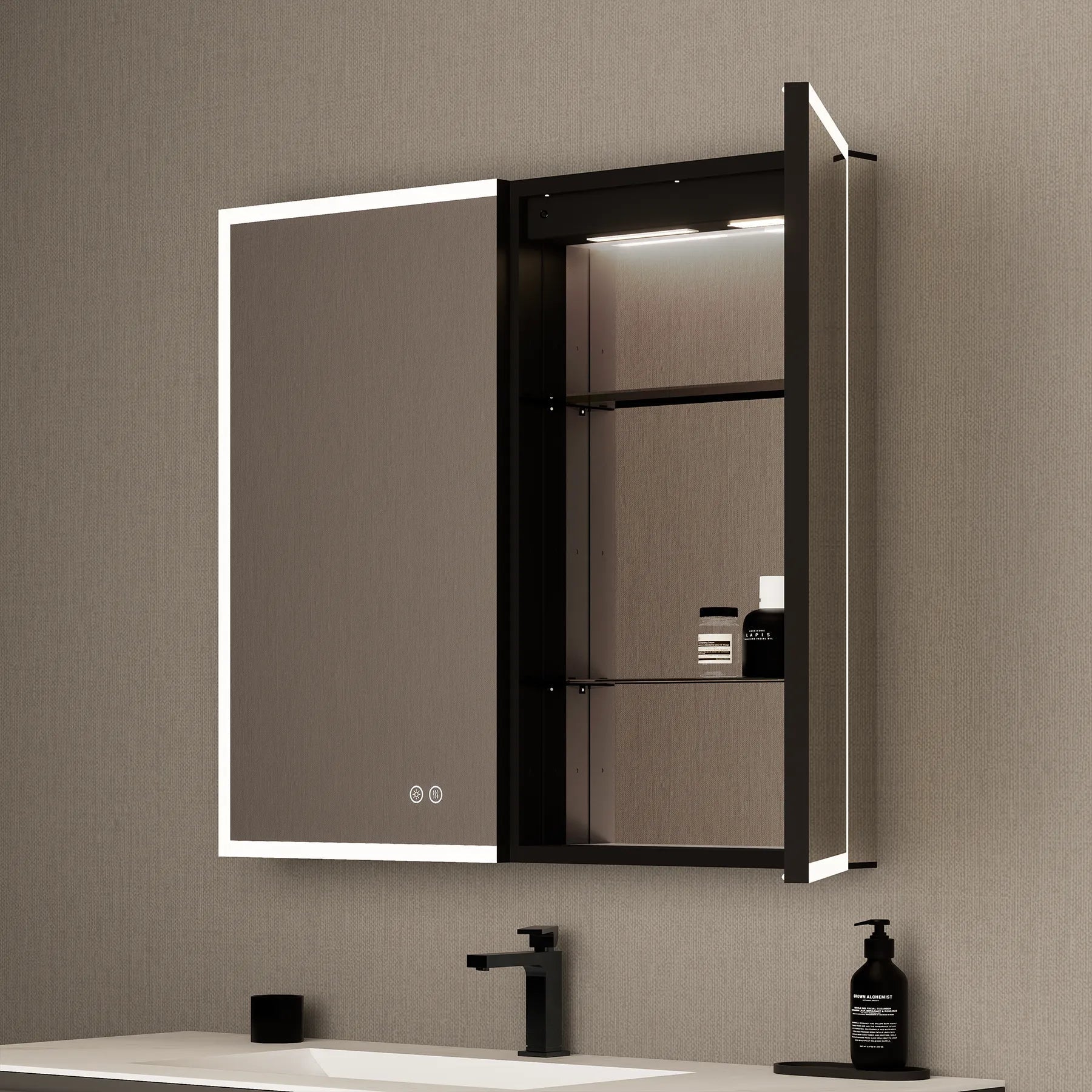 36"x32" Bathroom LED Mirror Cabinet – Dimmable Light, Anti - Fog, Recessed or Surface Mount - Medicine Cabinet36"x32"