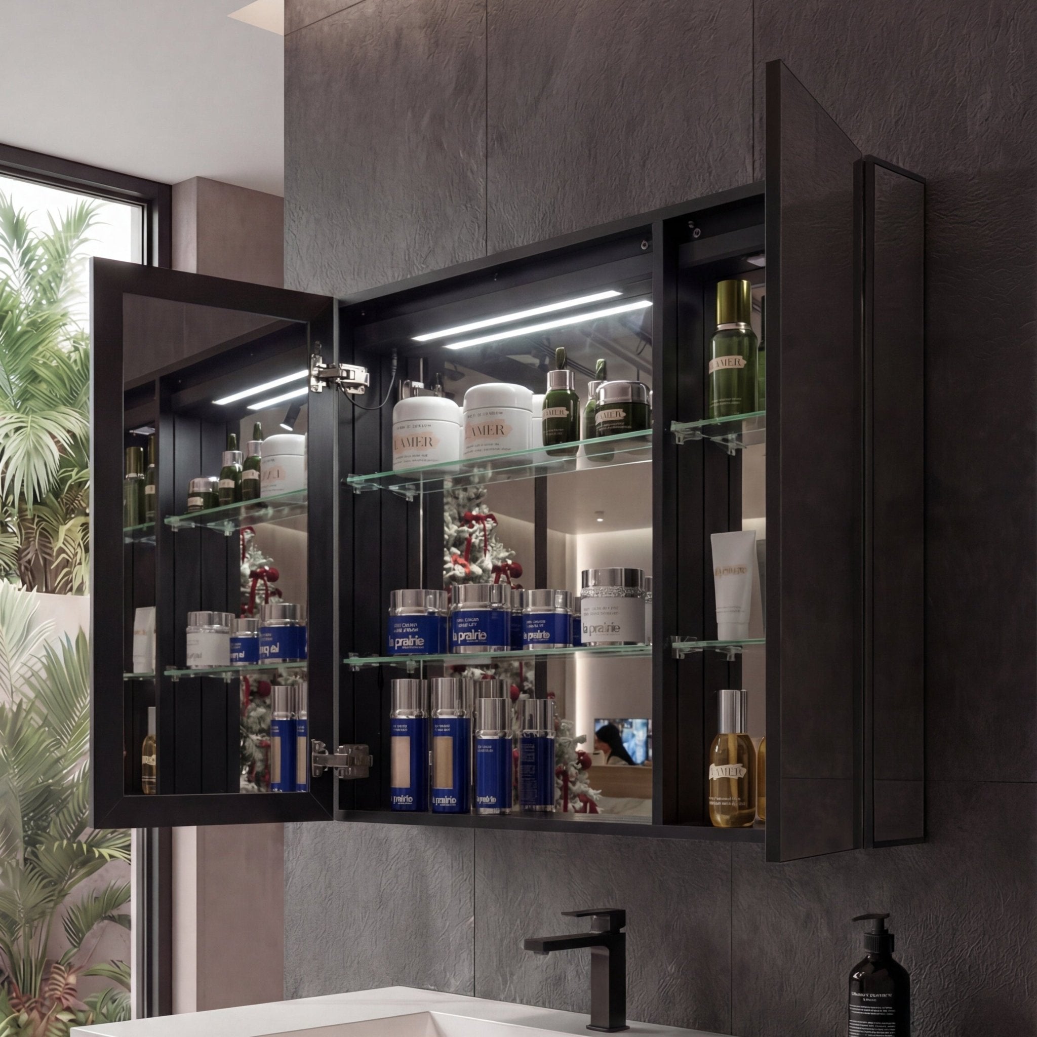 36"x32" Bathroom LED Mirror Cabinet – Dimmable Light, Anti - Fog, Recessed or Surface Mount - Medicine Cabinet