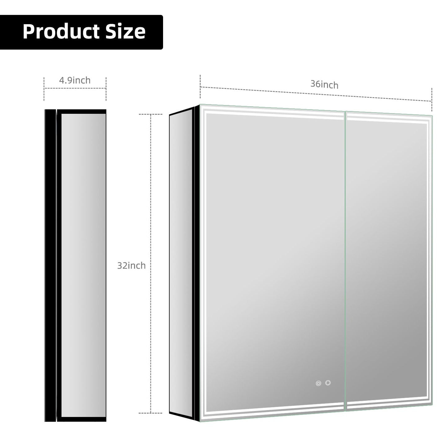 36"x32" Bathroom LED Mirror Cabinet – Dimmable Light, Anti - Fog, Recessed or Surface Mount - Medicine Cabinet NeoNova Decor