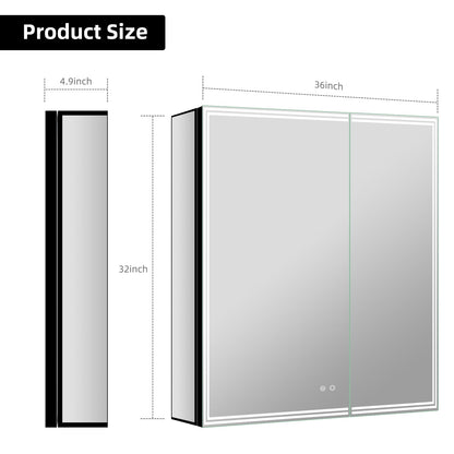 36"x32" Bathroom LED Mirror Cabinet – Dimmable Light, Anti - Fog, Recessed or Surface Mount - Medicine Cabinet NeoNova Decor