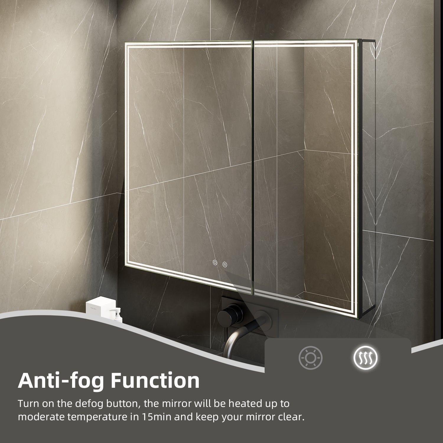 36"x32" Lighted Bathroom Medicine Cabinet – Dimmable, Recessed & Surface Mount - Medicine Cabinet NeoNova Decor