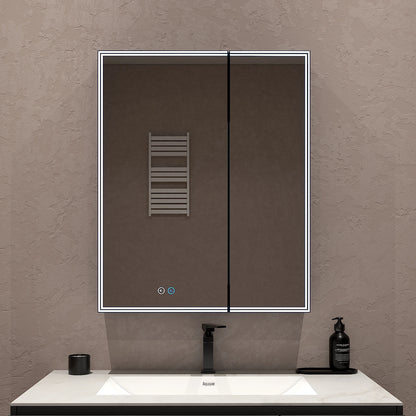 26"x32" LED Medicine Cabinet – Full Mirror Interior, Anti-Fog, Outlet & USB, Blum Hinges