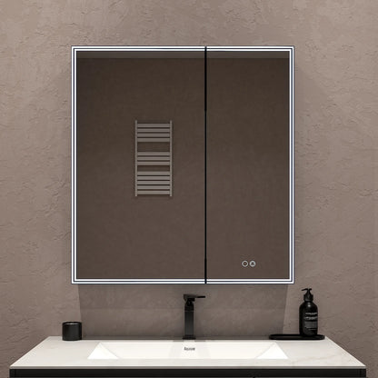 30"x32" LED Medicine Cabinet – Blum Hinges, Makeup Mirror, Built-in Outlet