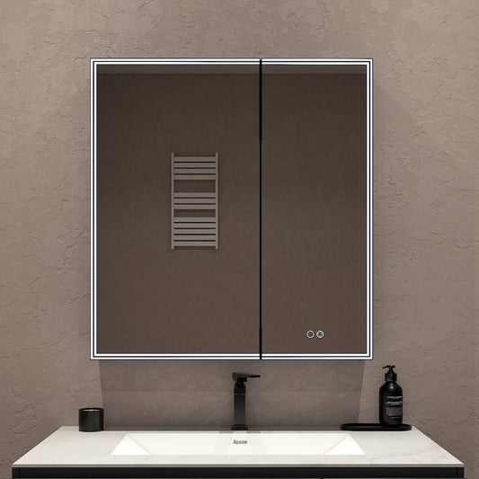 30"x32" LED Medicine Cabinet – Blum Hinges, Makeup Mirror, Built-in Outlet