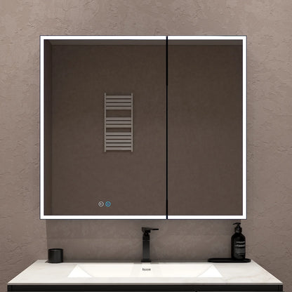 36"x32" Solid Light Bathroom LED Mirror Cabinet – Dimmable Light, Anti-Fog, Recessed or Surface Mount