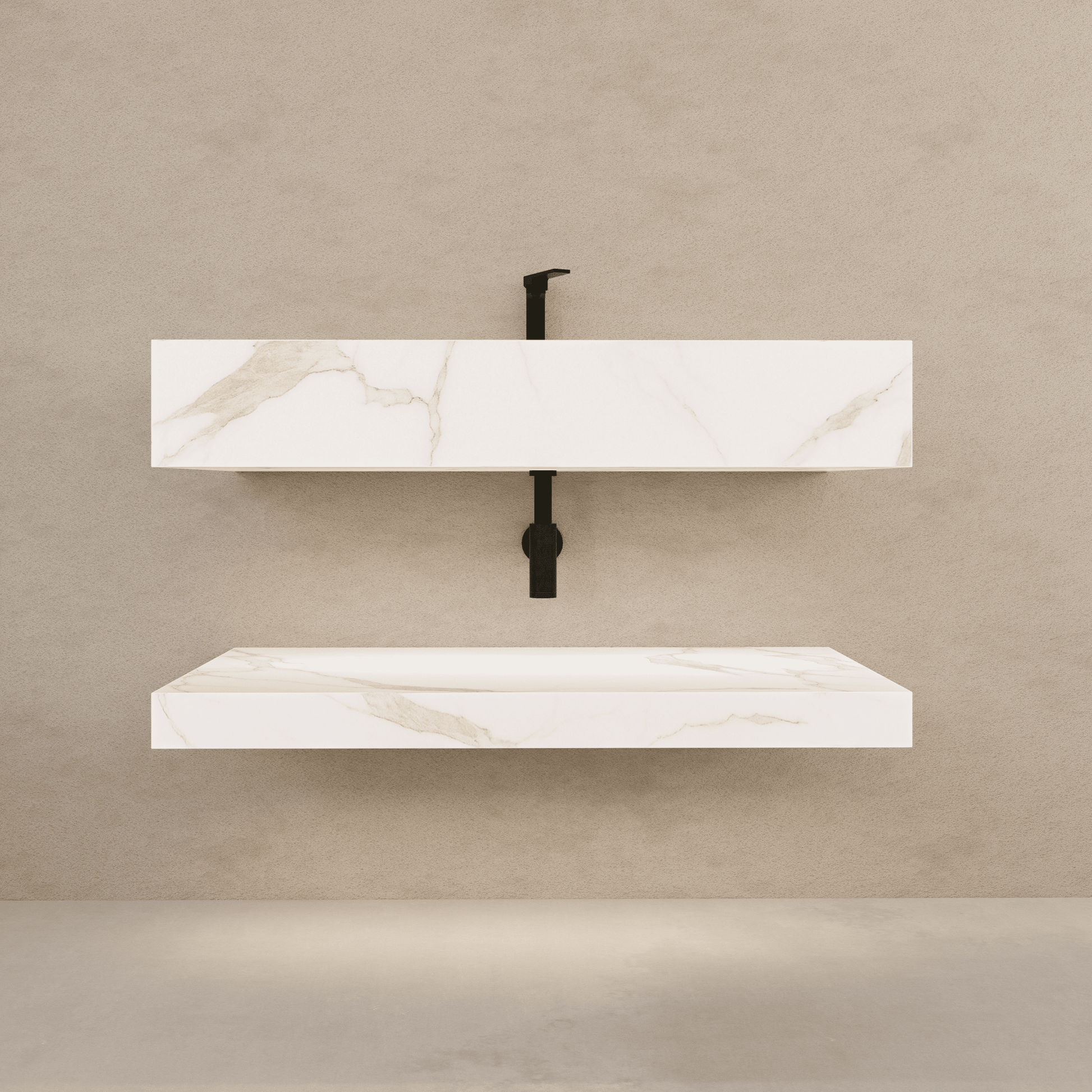 40", 48" Hotel Style Calacatta Gold Seamless Stone Vanity - Vanity40" NeoNova Decor