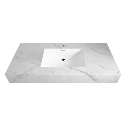 40” / 48” Sintered Stone Seamless Basin – Marble Veining Vanity Counter Top with Sink - Counter Top48" NeoNova Decor