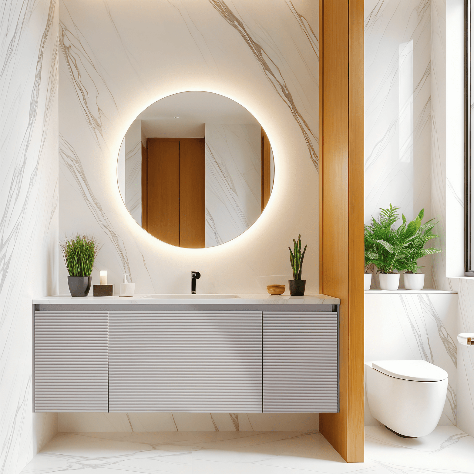 40"/ 48" Stone Top with Light Gray Engineered Wood Floating Bathroom Vanity - Vanity48"