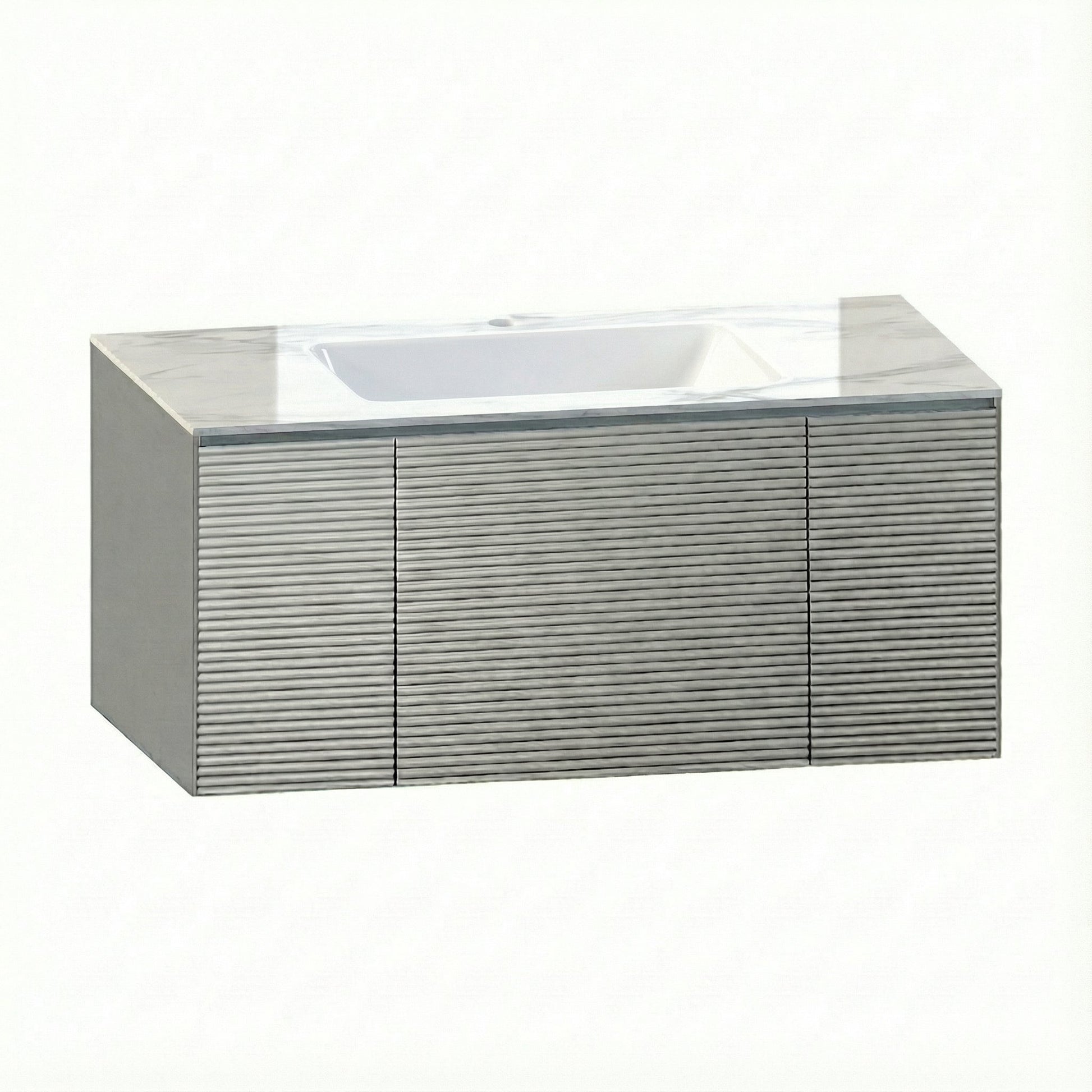 40"/ 48" Stone Top with Light Gray Engineered Wood Floating Bathroom Vanity - Vanity48"