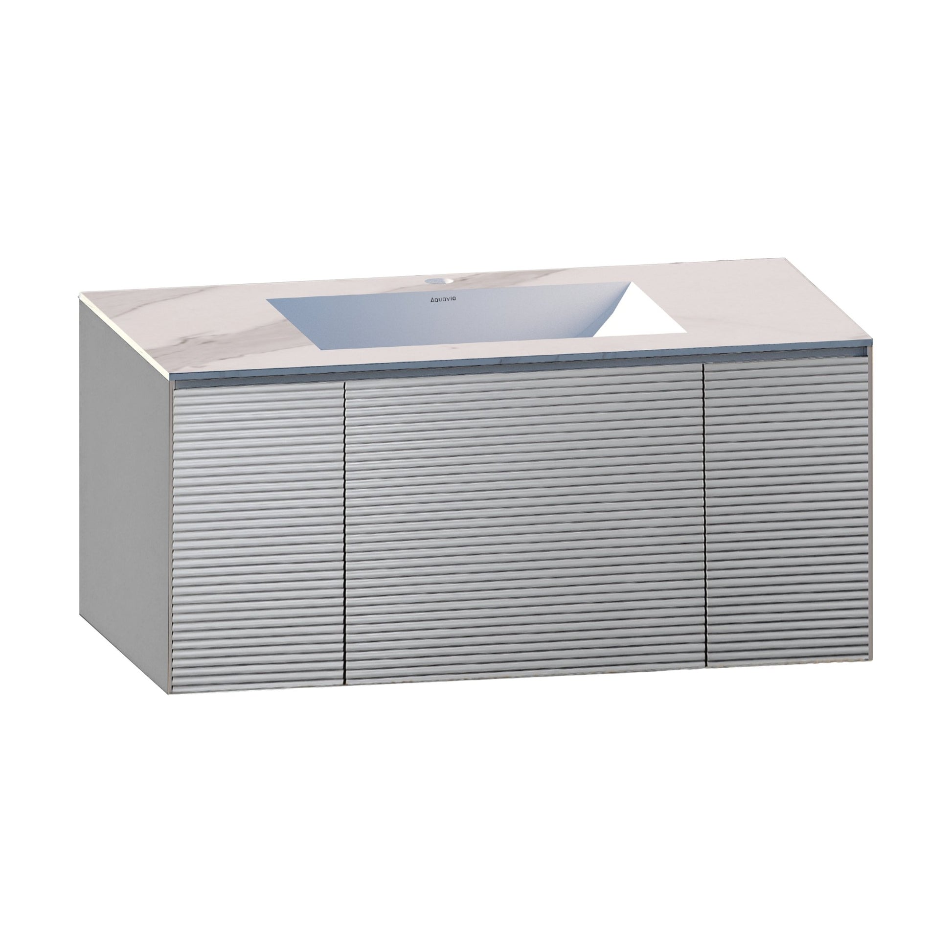 40"/ 48" Stone Top with Light Gray Engineered Wood Floating Bathroom Vanity - Vanity48"