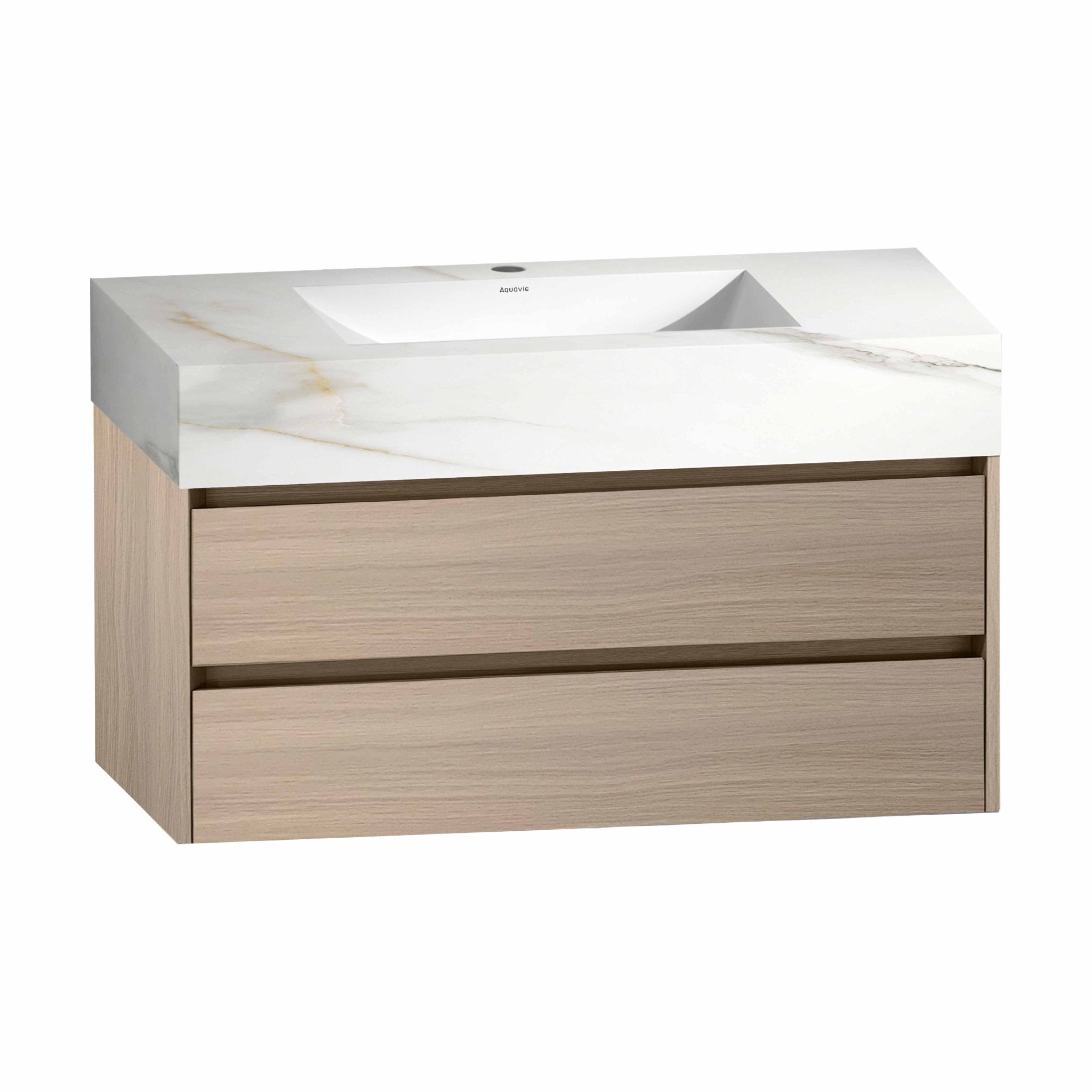 40" Sintered Stone Top with 2 Drawers Floating Bathroom Vanity - VanityCalacatta Gold