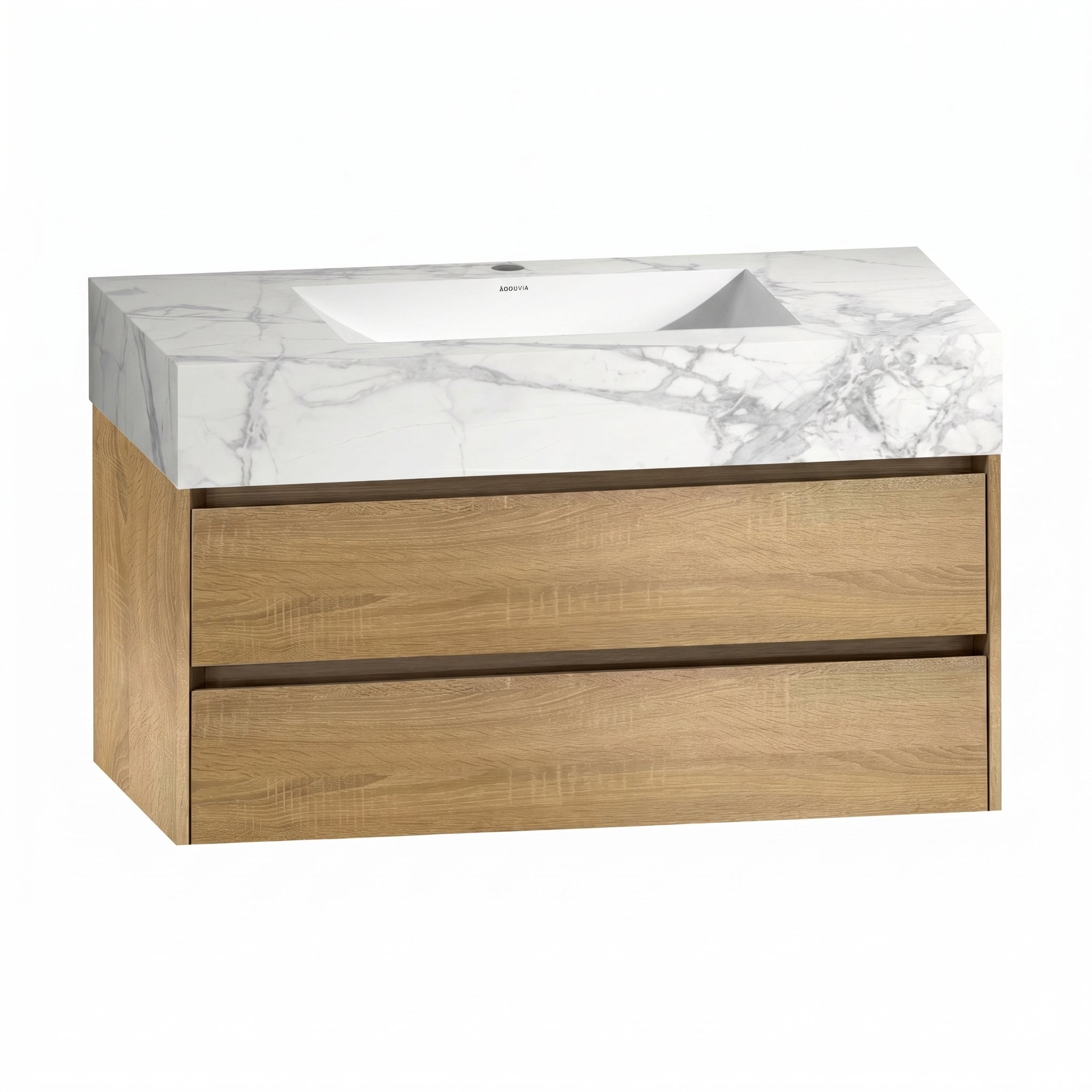 40" Sintered Stone Top with Double Drawer Floating Bathroom Vanity - VanityIce Grey
