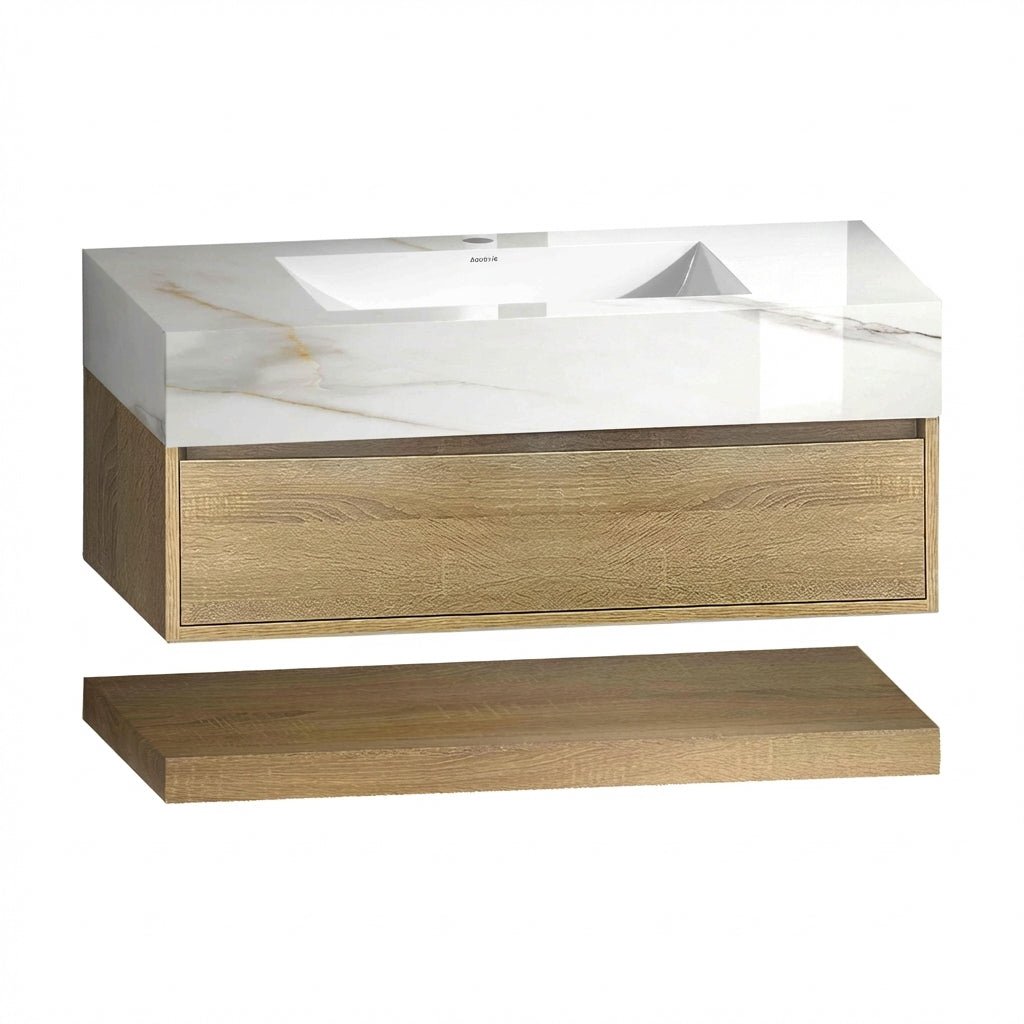 40" Sintered Stone Top with Hotel - Style Floating Bathroom Vanity - VanityCalacatta Gold